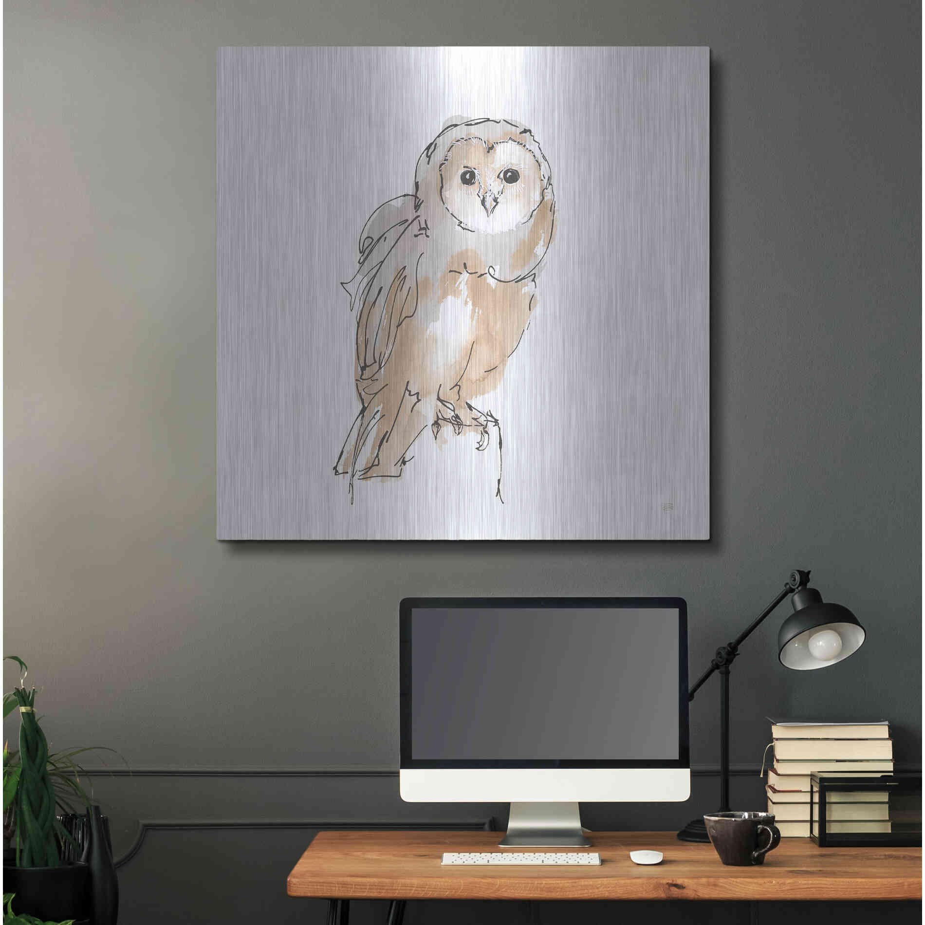 Luxe Metal Art 'Barn Owl VIII' by Chris Paschke, Metal Wall Art,36x36