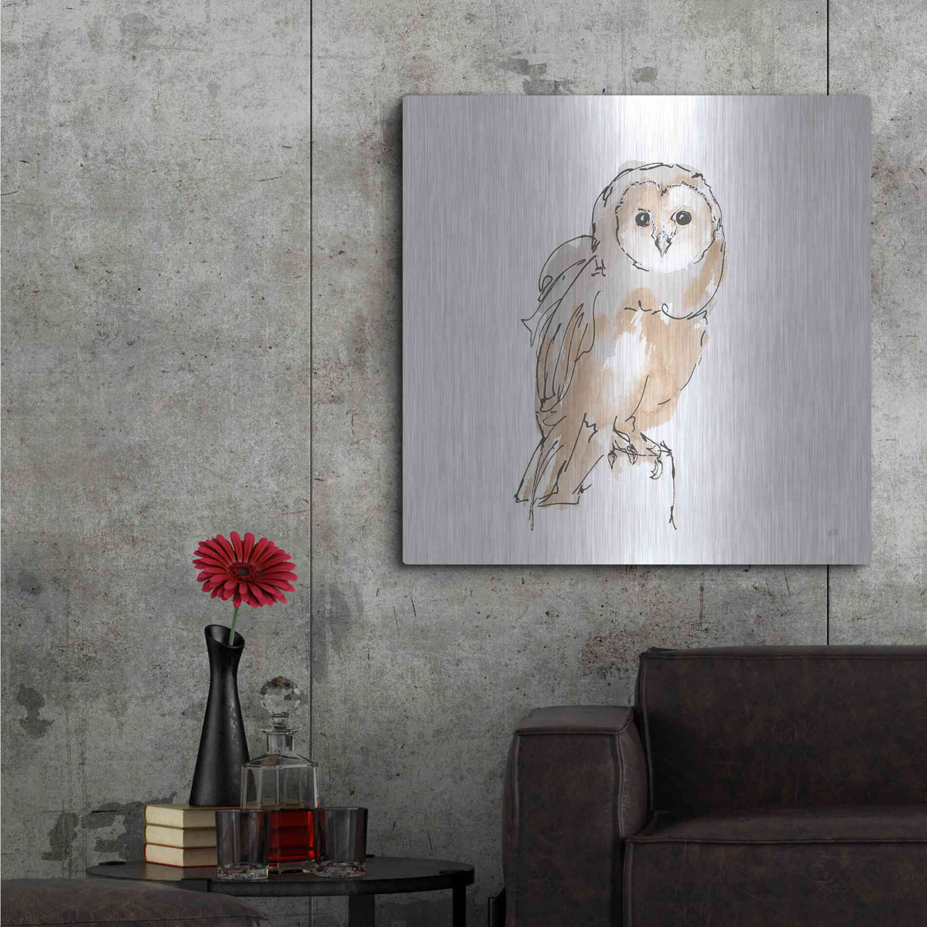 Luxe Metal Art 'Barn Owl VIII' by Chris Paschke, Metal Wall Art,36x36