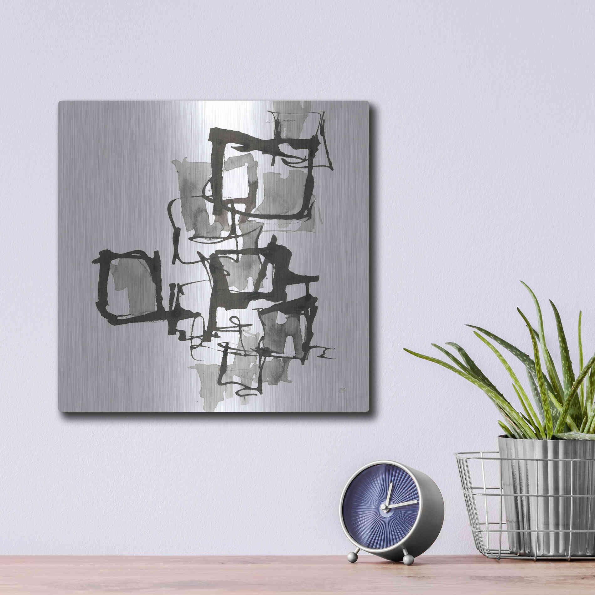 Luxe Metal Art 'Boxed In I' by Chris Paschke, Metal Wall Art,12x12