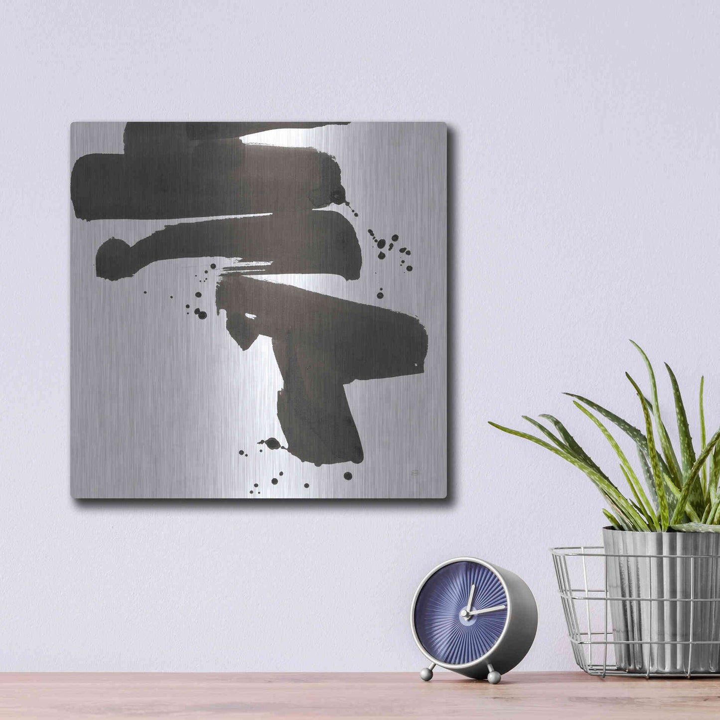 Luxe Metal Art 'Ink Drops IV' by Chris Paschke, Metal Wall Art,12x12
