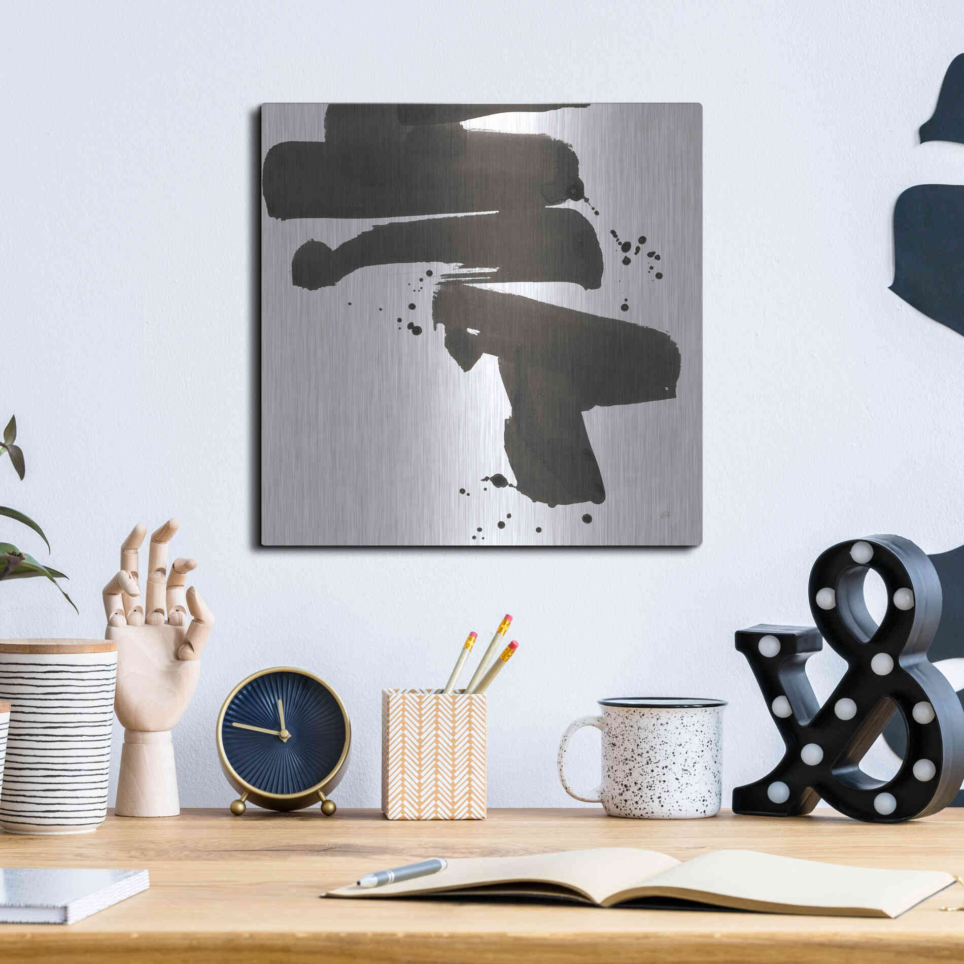 Luxe Metal Art 'Ink Drops IV' by Chris Paschke, Metal Wall Art,12x12