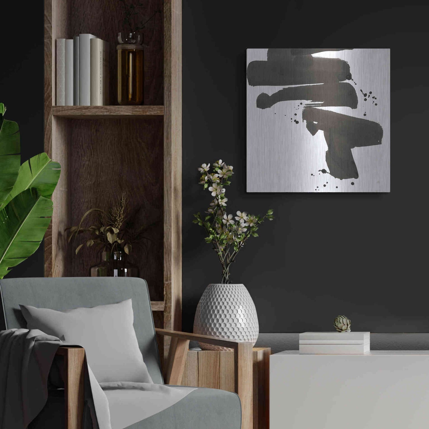Luxe Metal Art 'Ink Drops IV' by Chris Paschke, Metal Wall Art,24x24
