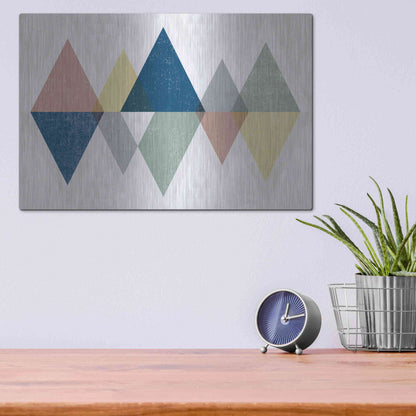 Luxe Metal Art 'Mod Triangles II Soft' by Michael Mullan, Metal Wall Art,16x12