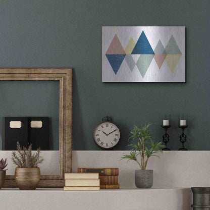 Luxe Metal Art 'Mod Triangles II Soft' by Michael Mullan, Metal Wall Art,16x12