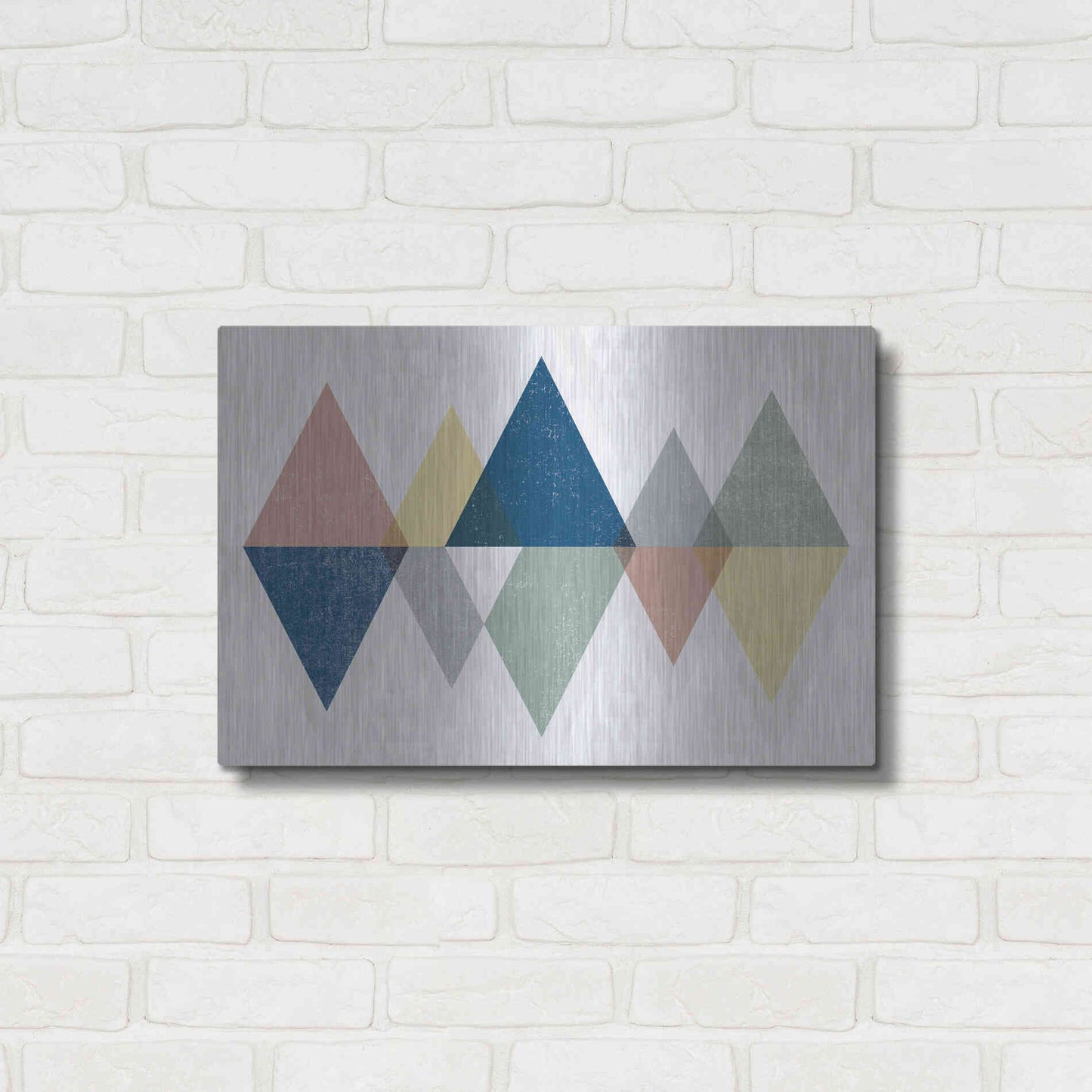 Luxe Metal Art 'Mod Triangles II Soft' by Michael Mullan, Metal Wall Art,24x16