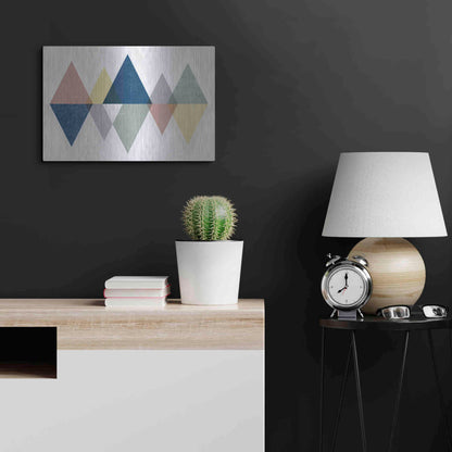 Luxe Metal Art 'Mod Triangles II Soft' by Michael Mullan, Metal Wall Art,24x16