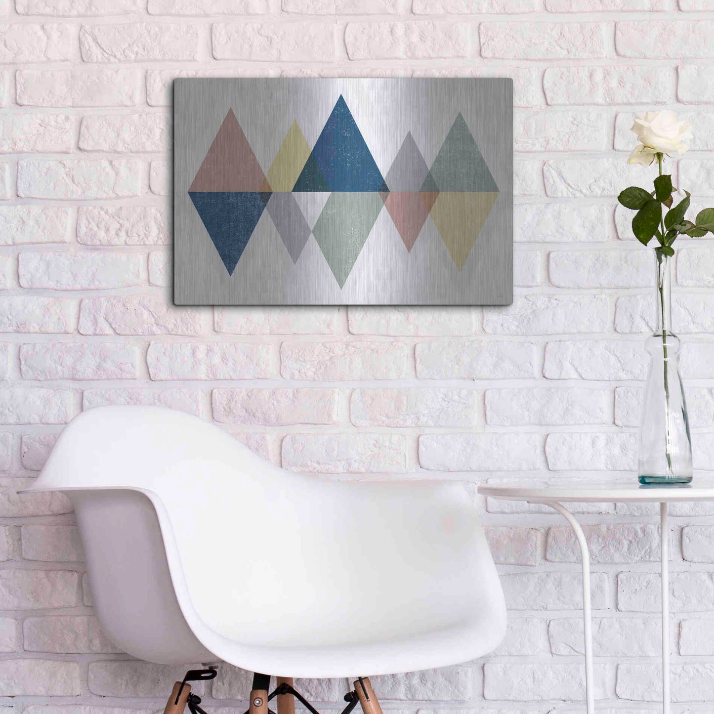 Luxe Metal Art 'Mod Triangles II Soft' by Michael Mullan, Metal Wall Art,24x16