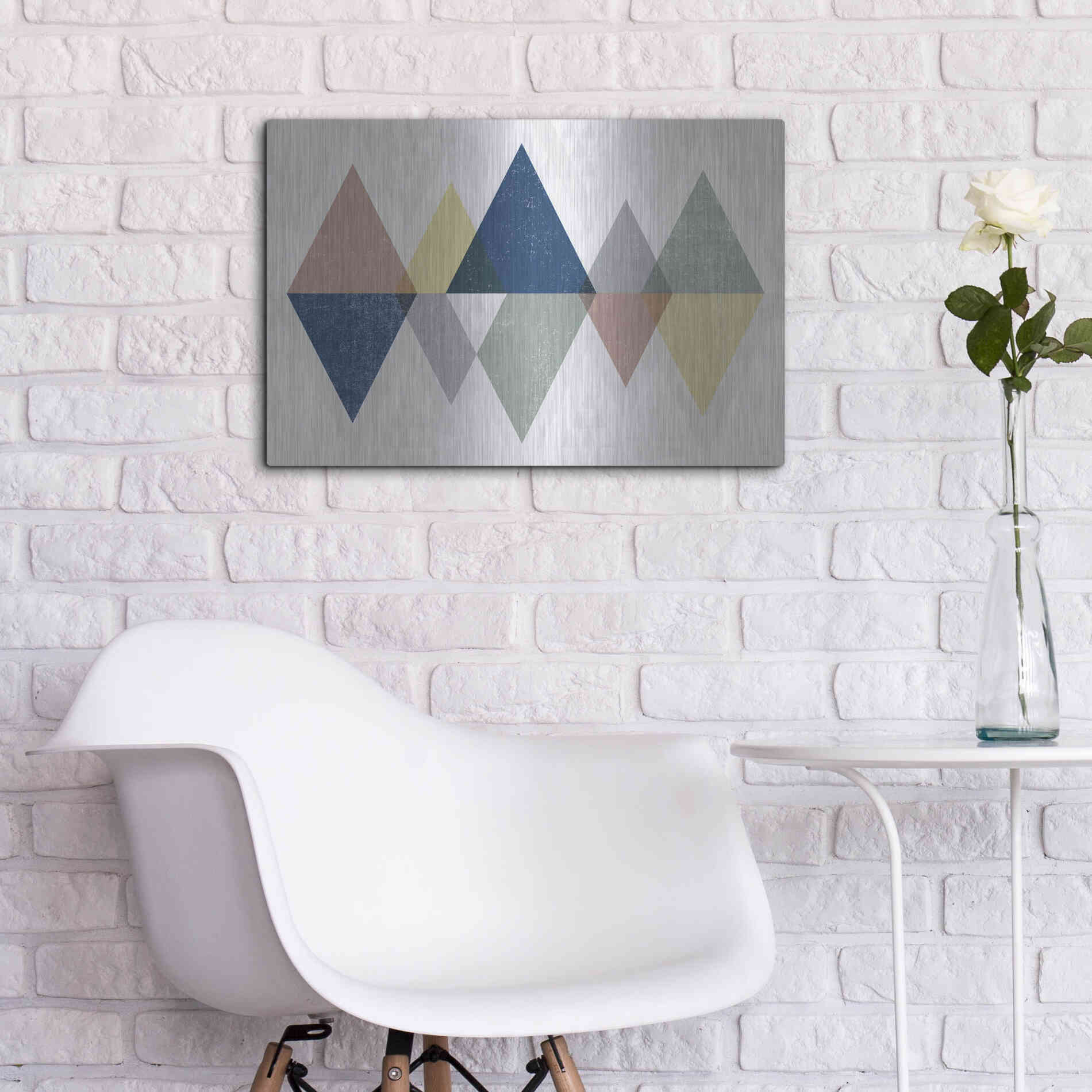 Luxe Metal Art 'Mod Triangles II Soft' by Michael Mullan, Metal Wall Art,24x16