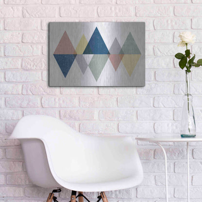 Luxe Metal Art 'Mod Triangles II Soft' by Michael Mullan, Metal Wall Art,24x16