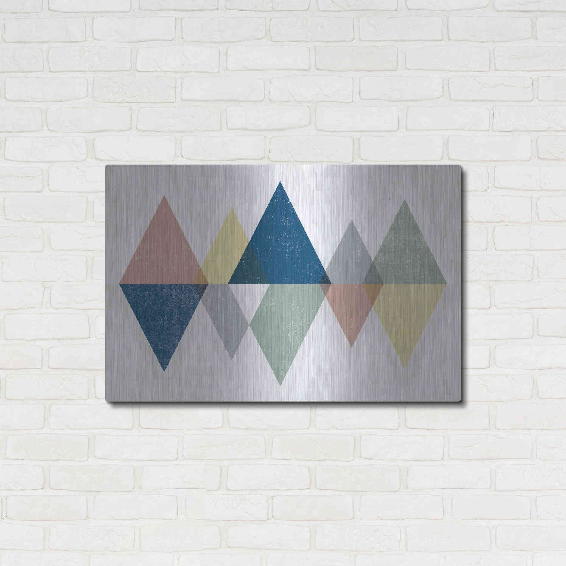 Luxe Metal Art 'Mod Triangles II Soft' by Michael Mullan, Metal Wall Art,36x24