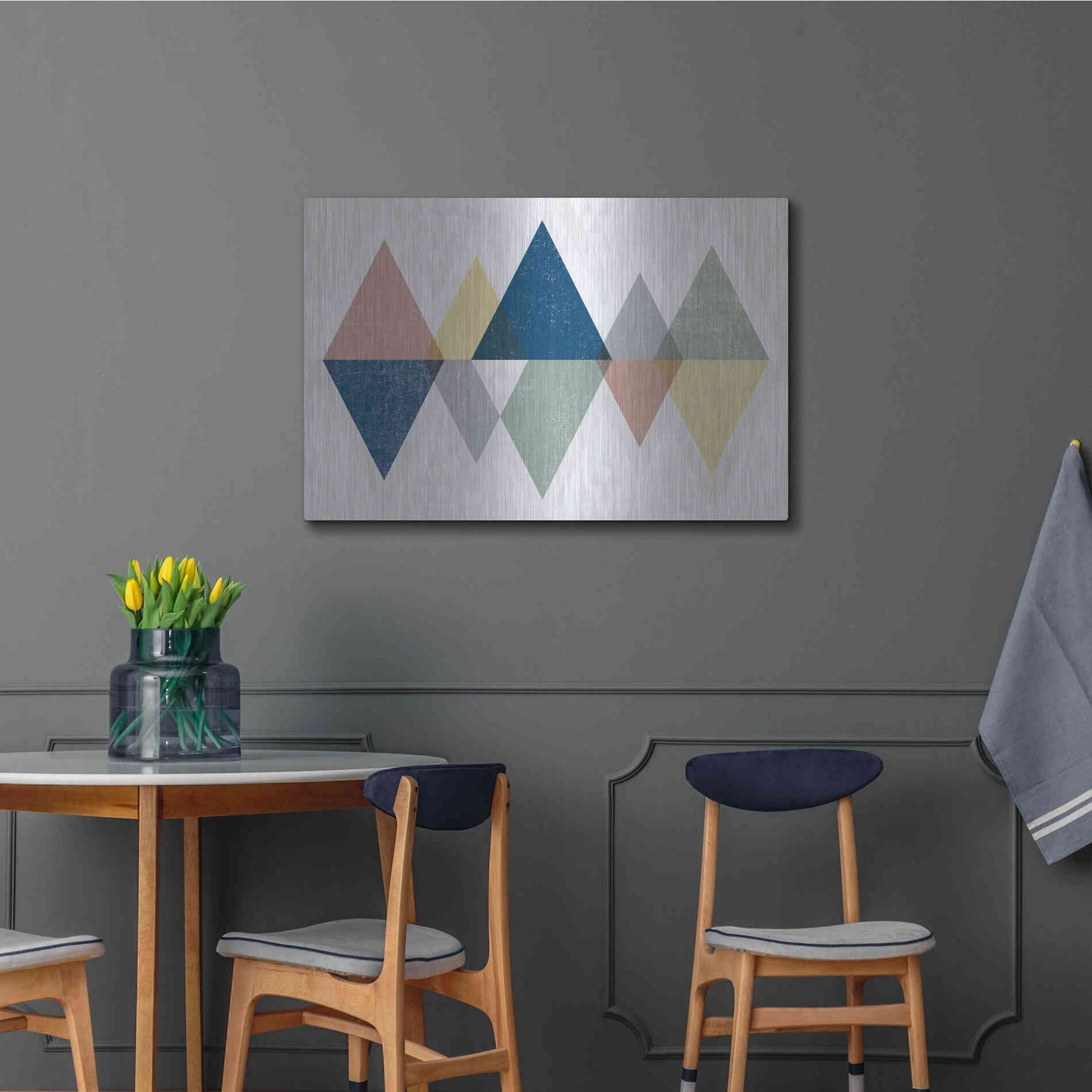 Luxe Metal Art 'Mod Triangles II Soft' by Michael Mullan, Metal Wall Art,36x24