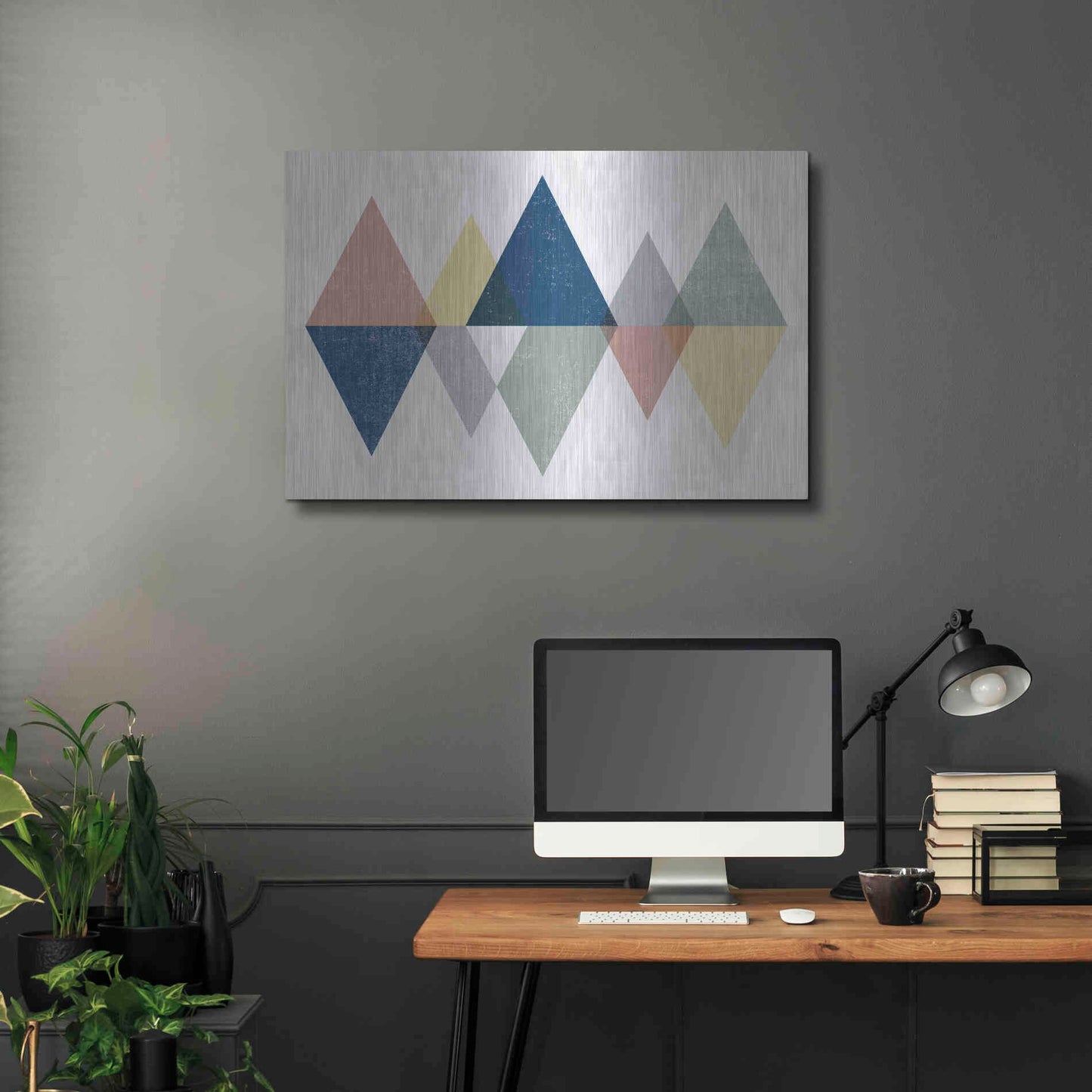 Luxe Metal Art 'Mod Triangles II Soft' by Michael Mullan, Metal Wall Art,36x24