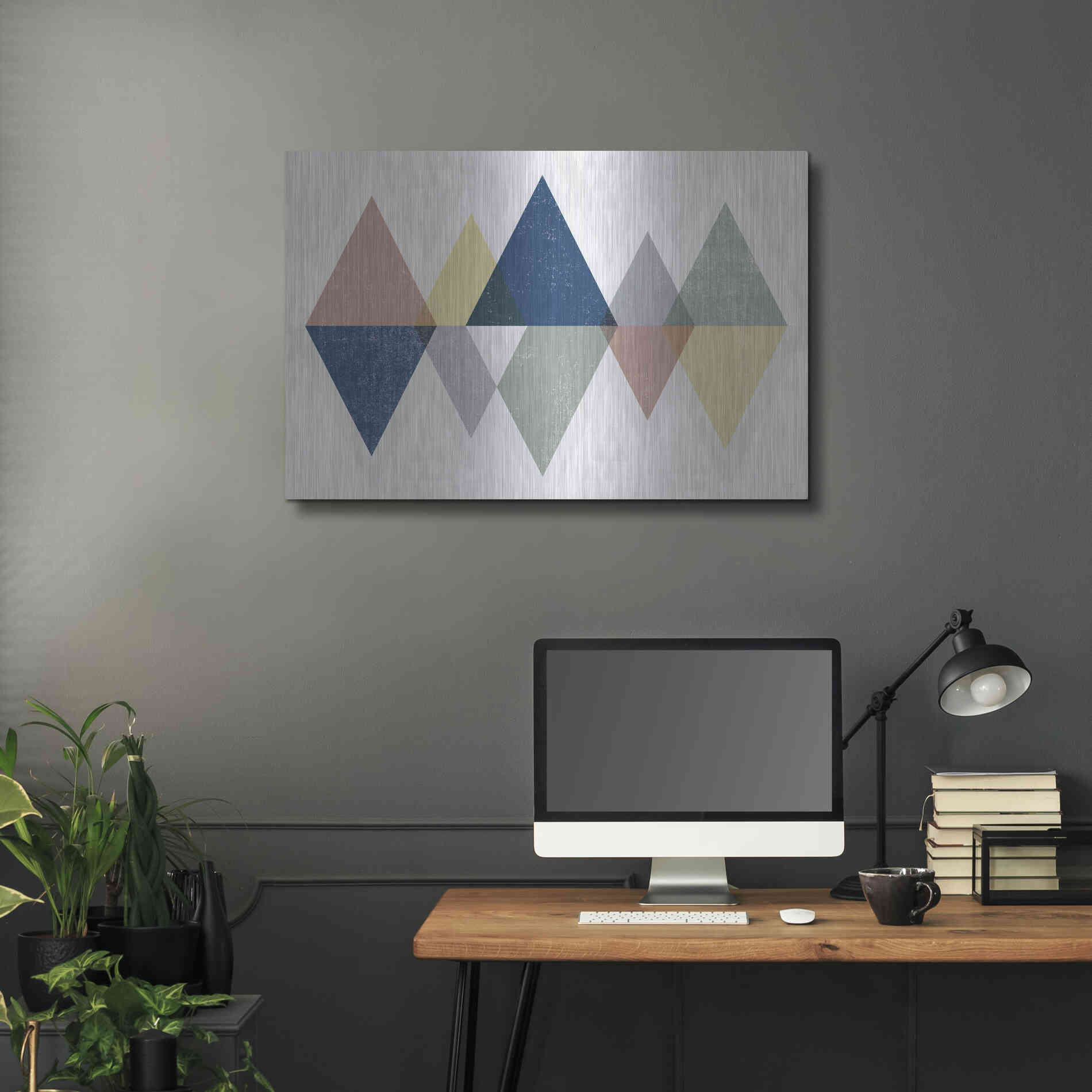 Luxe Metal Art 'Mod Triangles II Soft' by Michael Mullan, Metal Wall Art,36x24