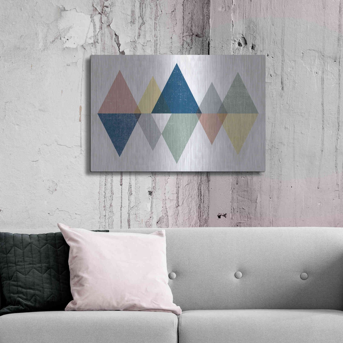 Luxe Metal Art 'Mod Triangles II Soft' by Michael Mullan, Metal Wall Art,36x24