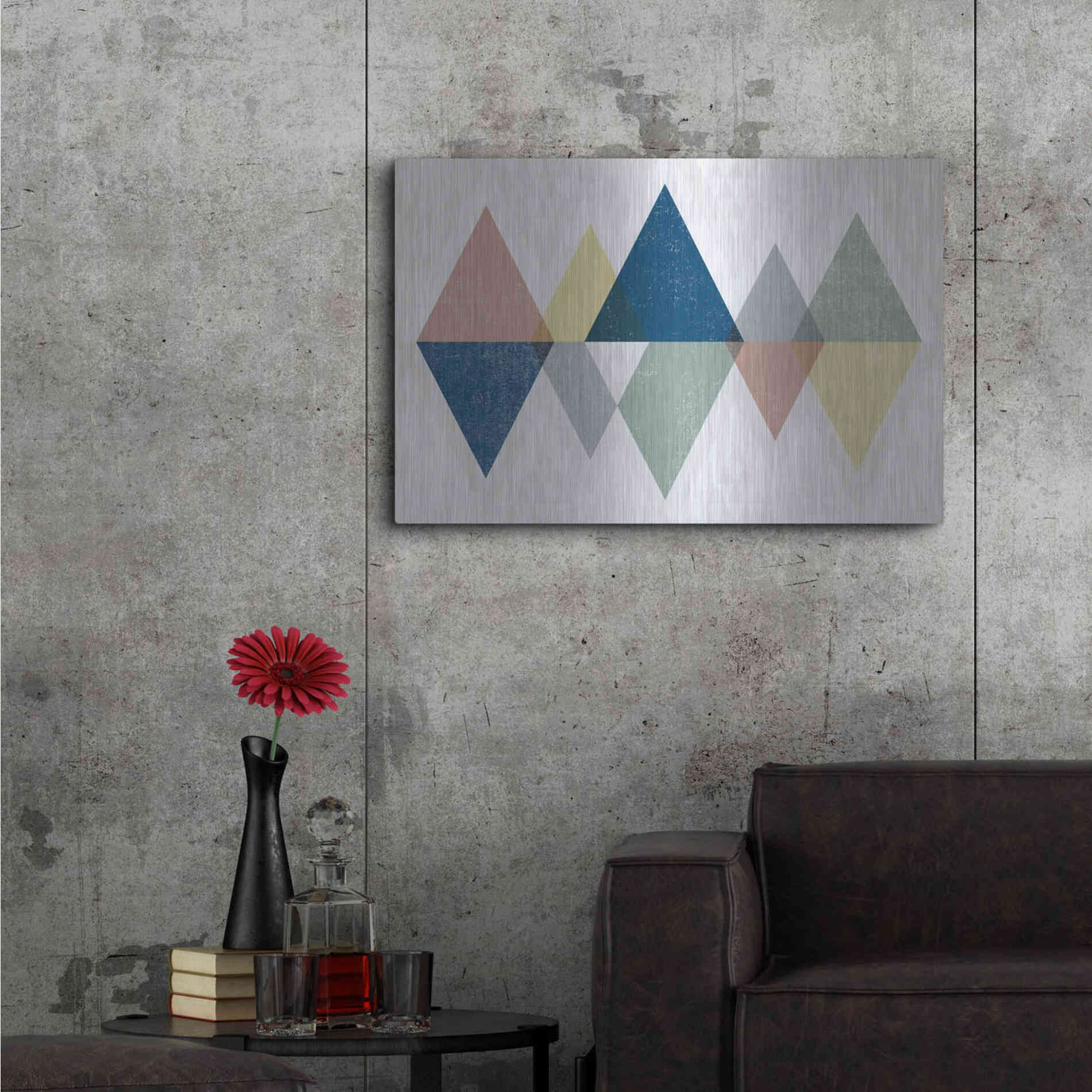 Luxe Metal Art 'Mod Triangles II Soft' by Michael Mullan, Metal Wall Art,36x24