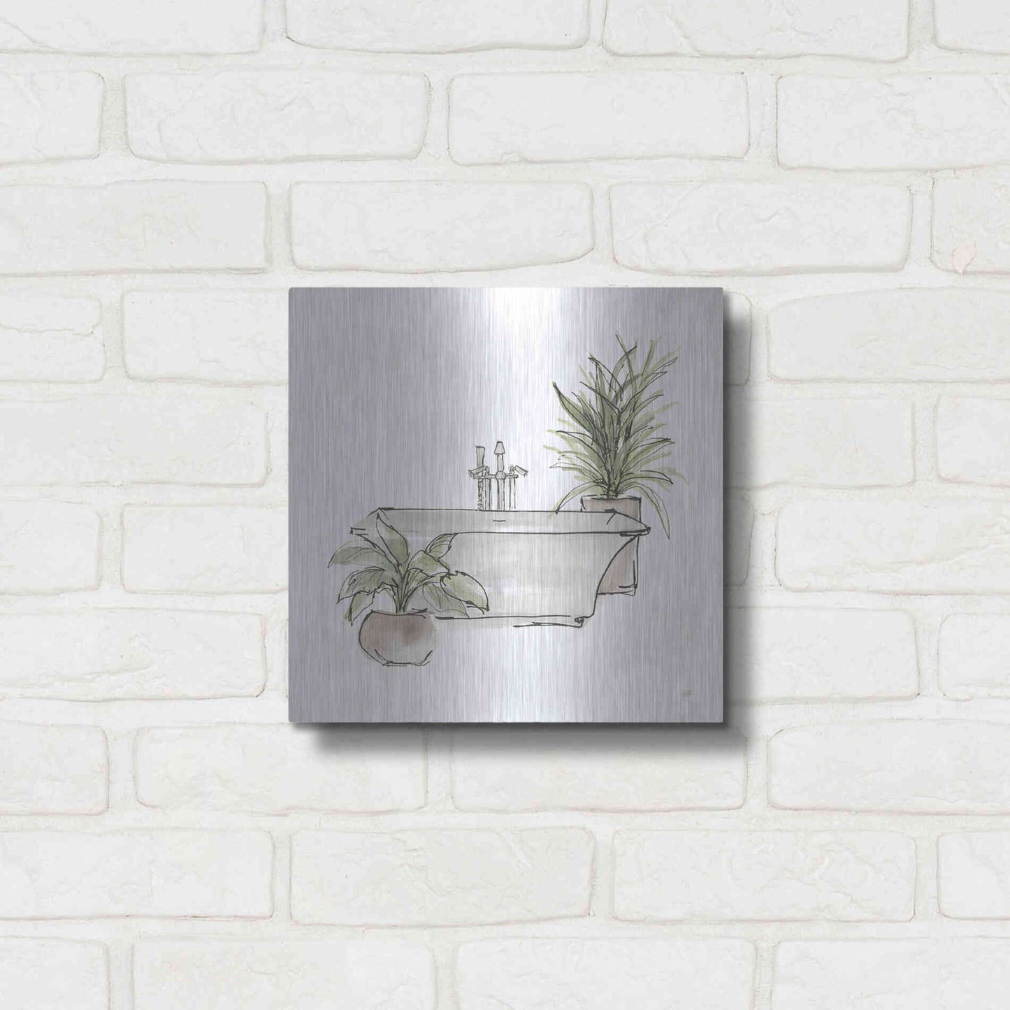 Luxe Metal Art 'Neutral Tub II' by Chris Paschke, Metal Wall Art,12x12