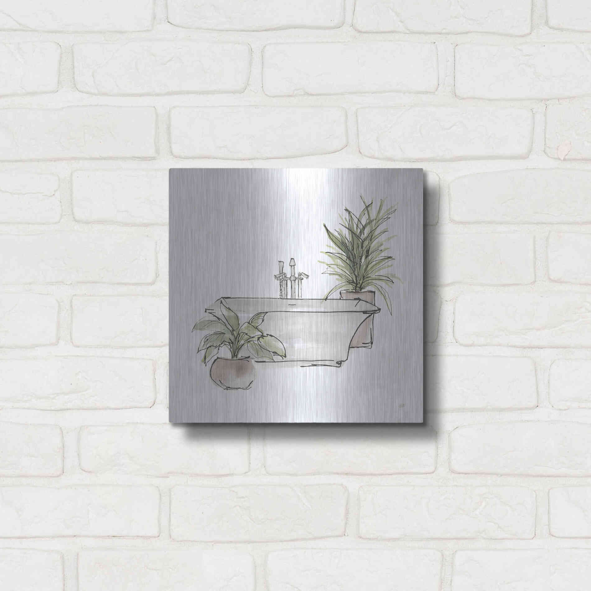 Luxe Metal Art 'Neutral Tub II' by Chris Paschke, Metal Wall Art,12x12