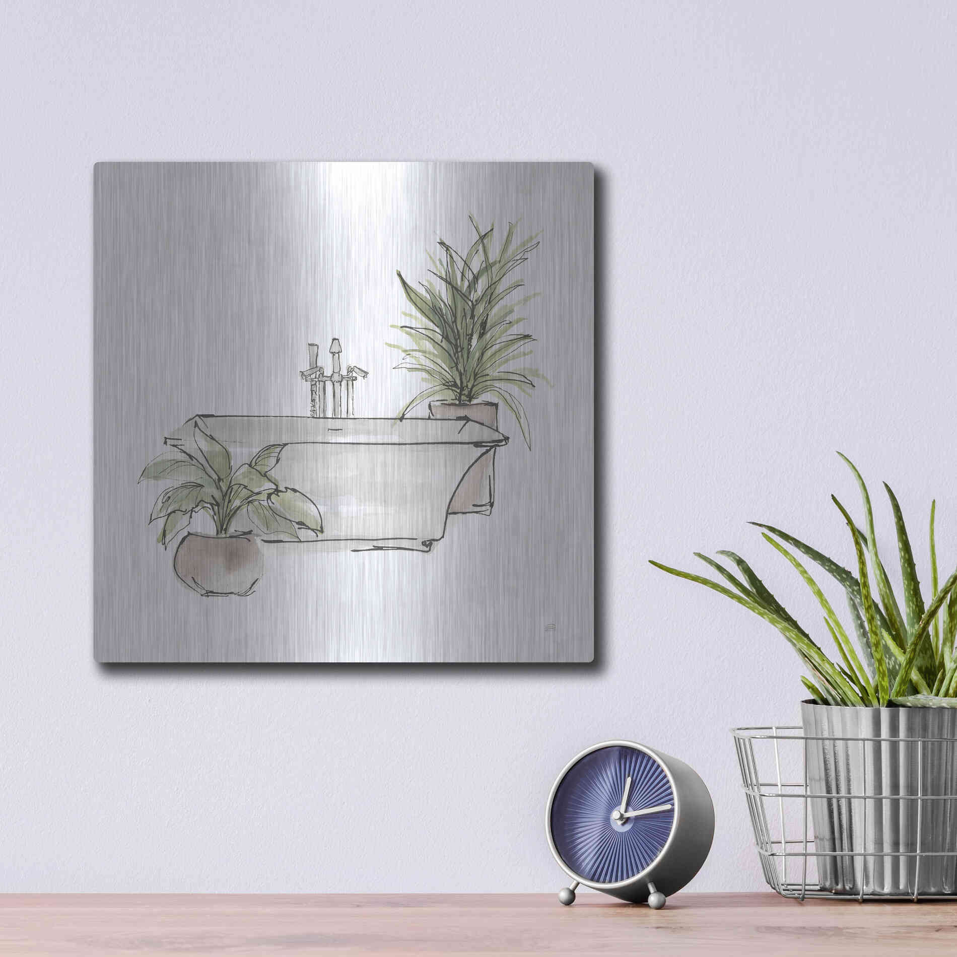 Luxe Metal Art 'Neutral Tub II' by Chris Paschke, Metal Wall Art,12x12