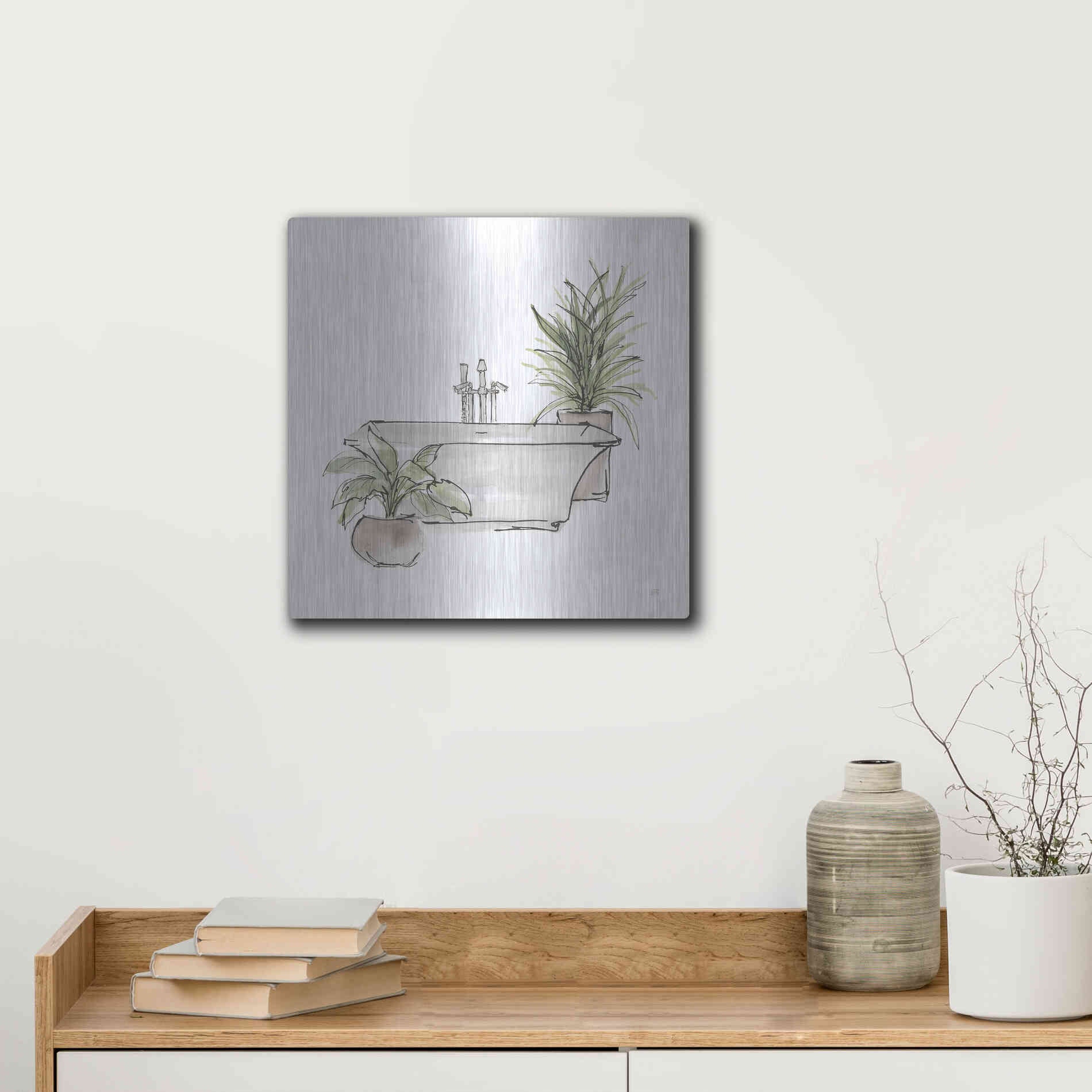 Luxe Metal Art 'Neutral Tub II' by Chris Paschke, Metal Wall Art,12x12