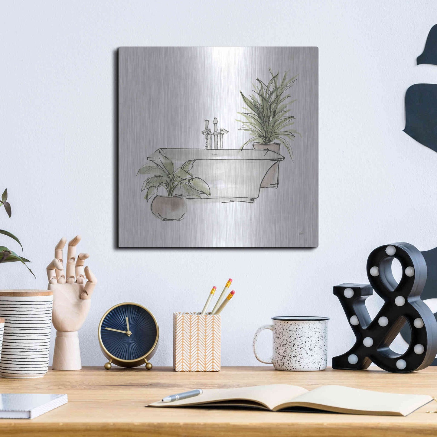 Luxe Metal Art 'Neutral Tub II' by Chris Paschke, Metal Wall Art,12x12