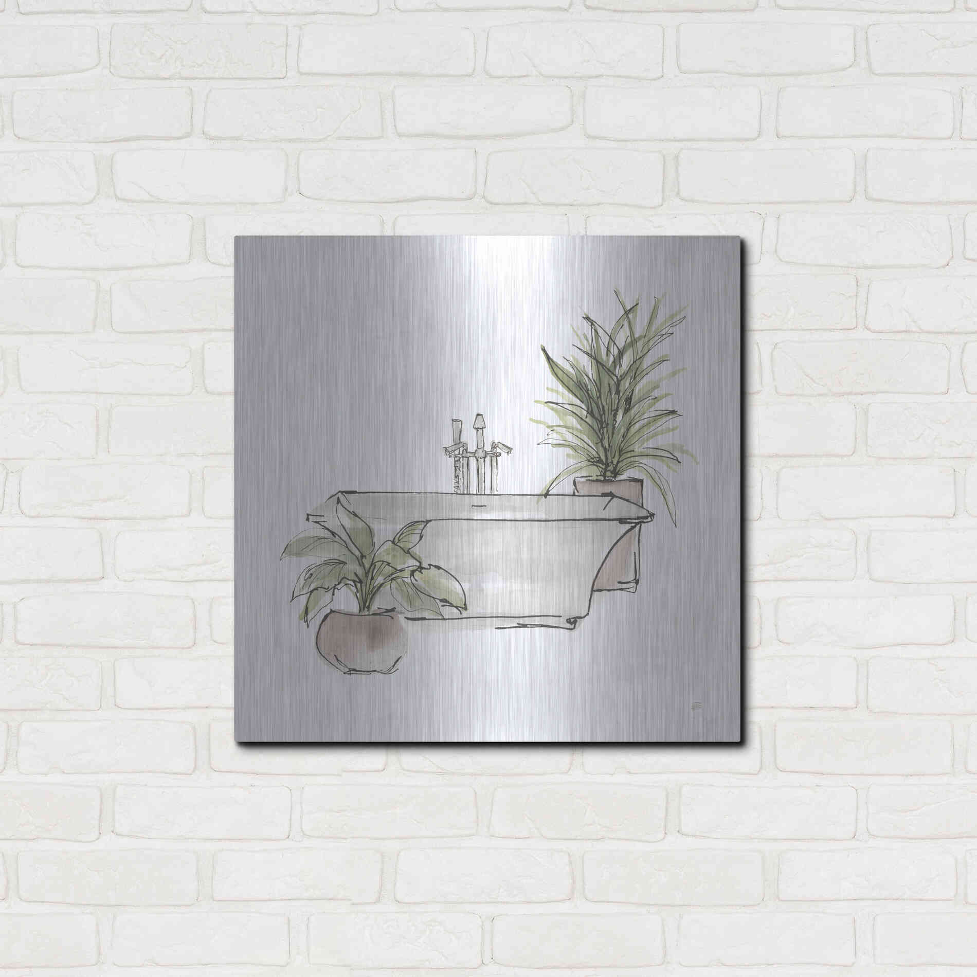 Luxe Metal Art 'Neutral Tub II' by Chris Paschke, Metal Wall Art,24x24