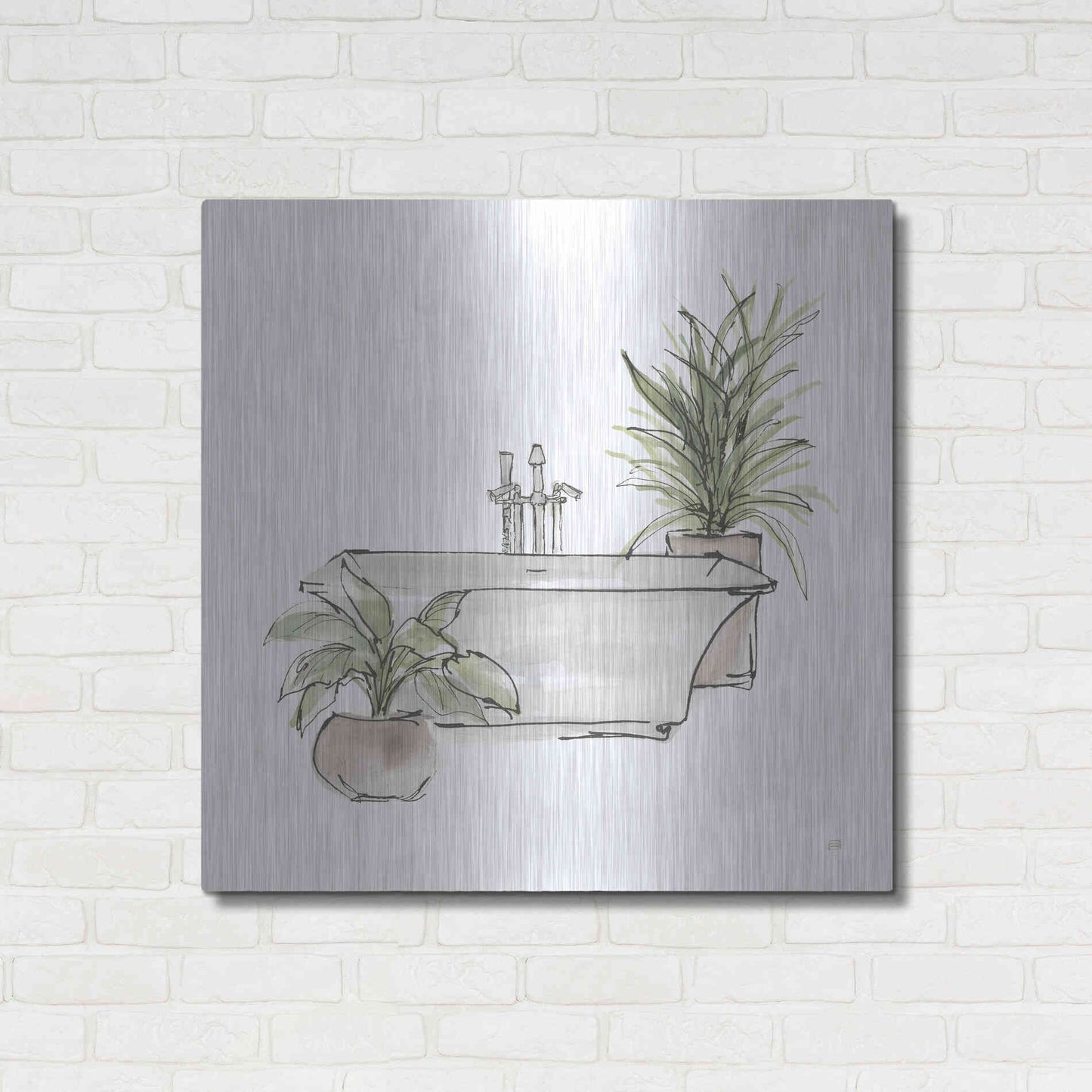Luxe Metal Art 'Neutral Tub II' by Chris Paschke, Metal Wall Art,36x36