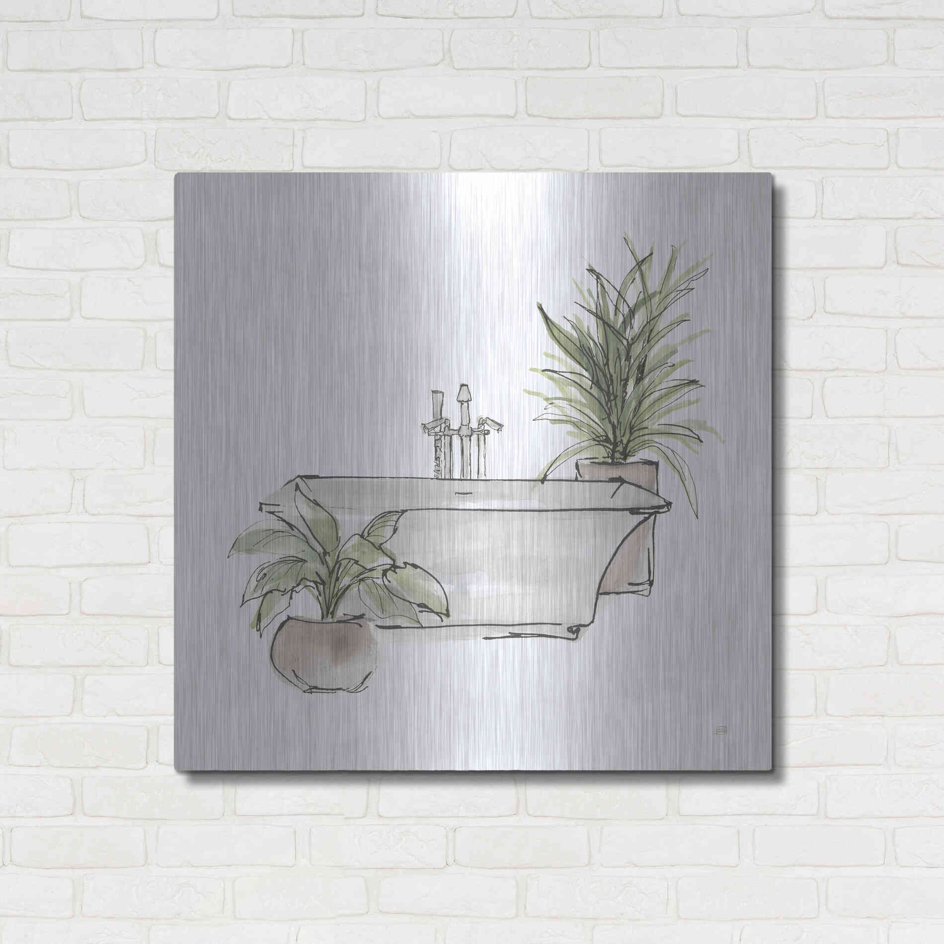 Luxe Metal Art 'Neutral Tub II' by Chris Paschke, Metal Wall Art,36x36