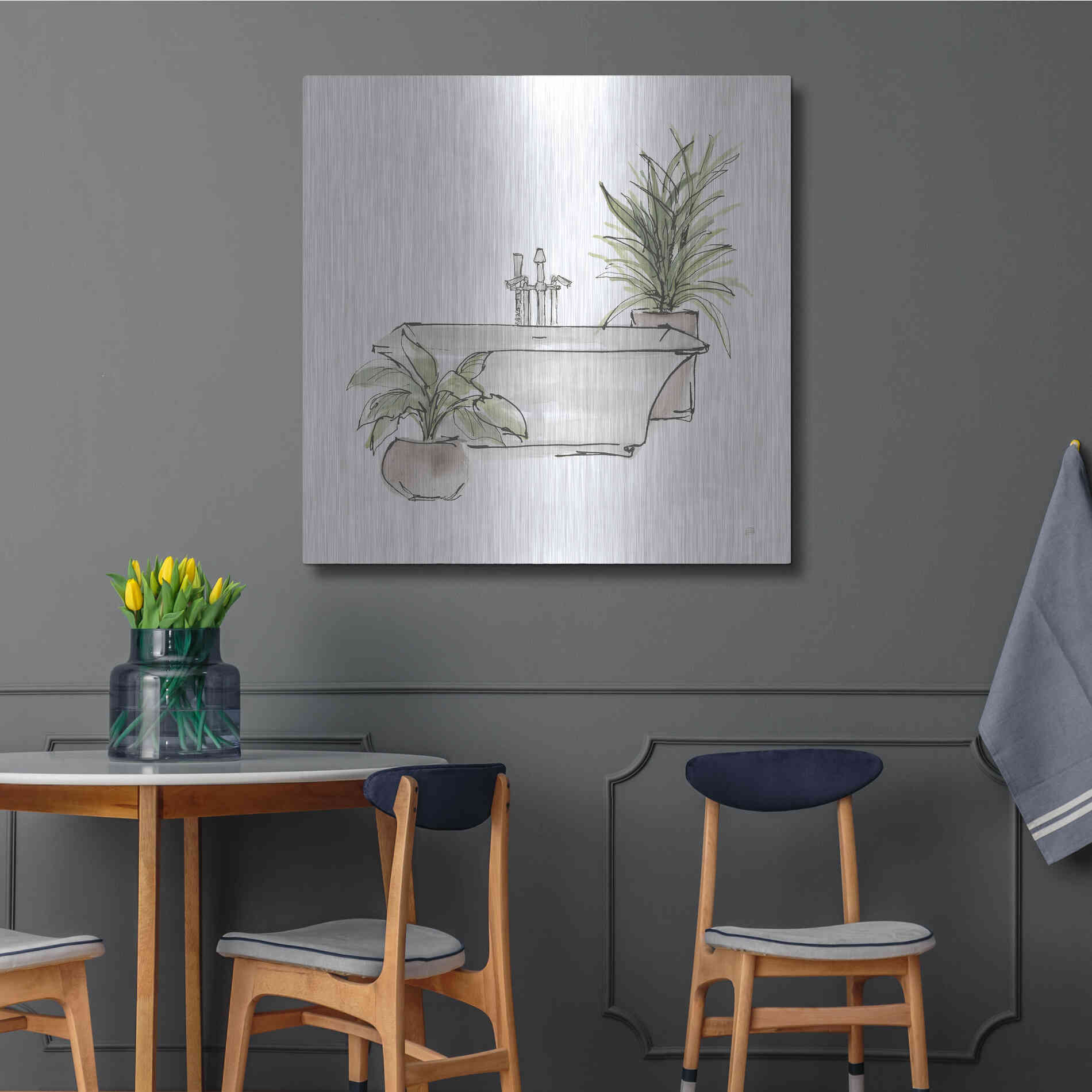 Luxe Metal Art 'Neutral Tub II' by Chris Paschke, Metal Wall Art,36x36