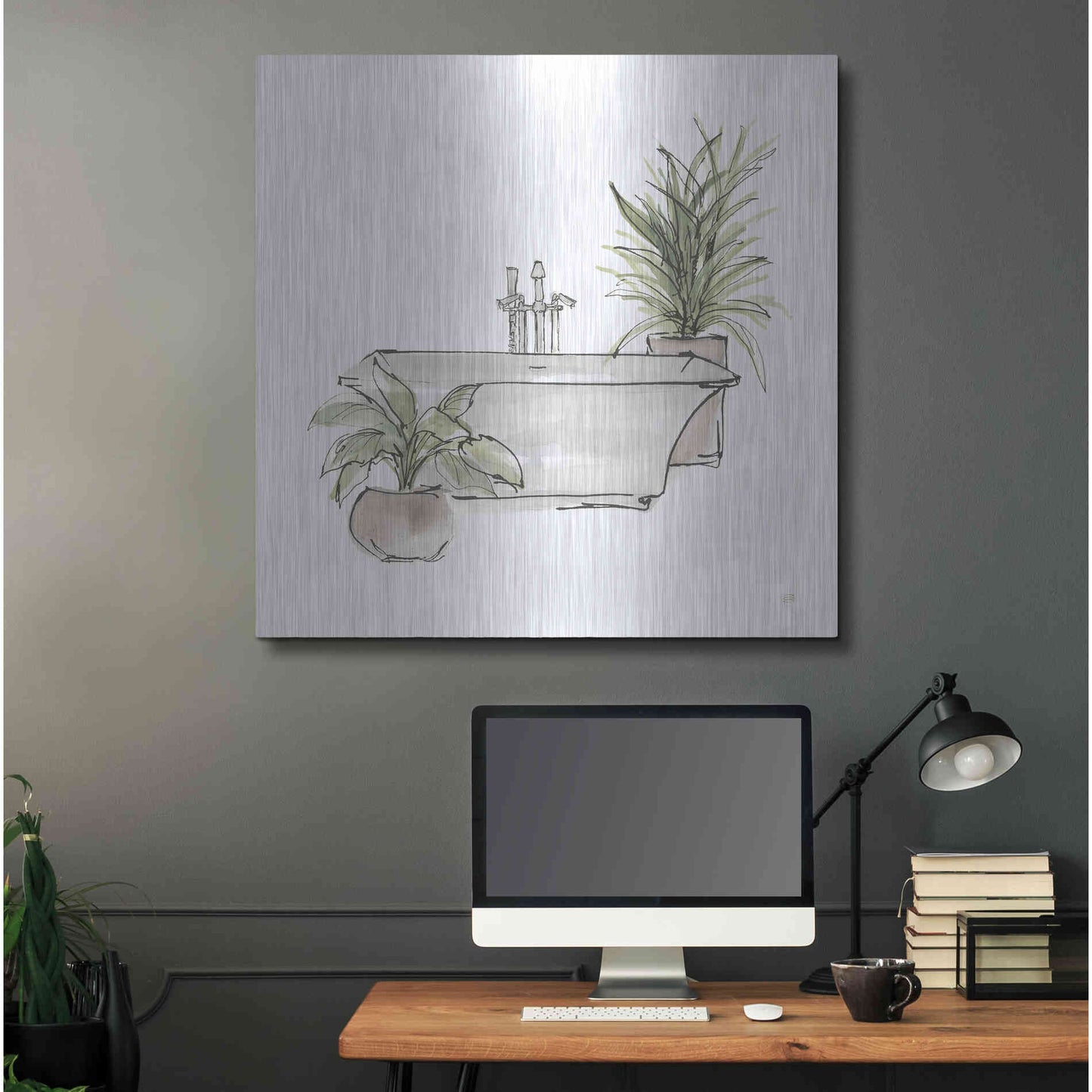 Luxe Metal Art 'Neutral Tub II' by Chris Paschke, Metal Wall Art,36x36