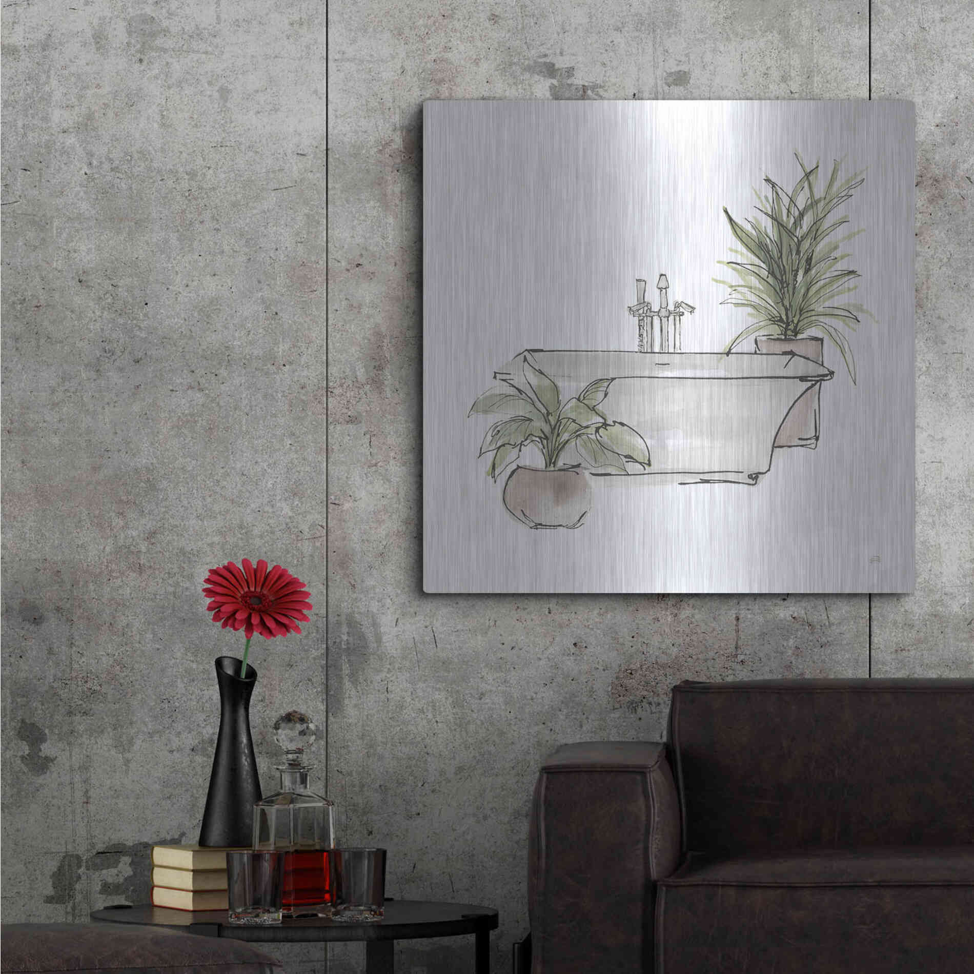 Luxe Metal Art 'Neutral Tub II' by Chris Paschke, Metal Wall Art,36x36
