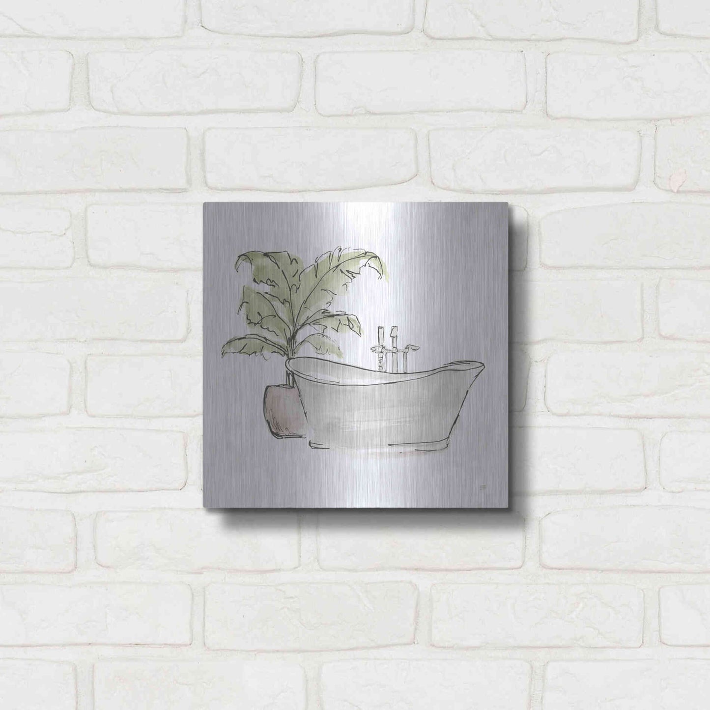 Luxe Metal Art 'Neutral Tub III' by Chris Paschke, Metal Wall Art,12x12