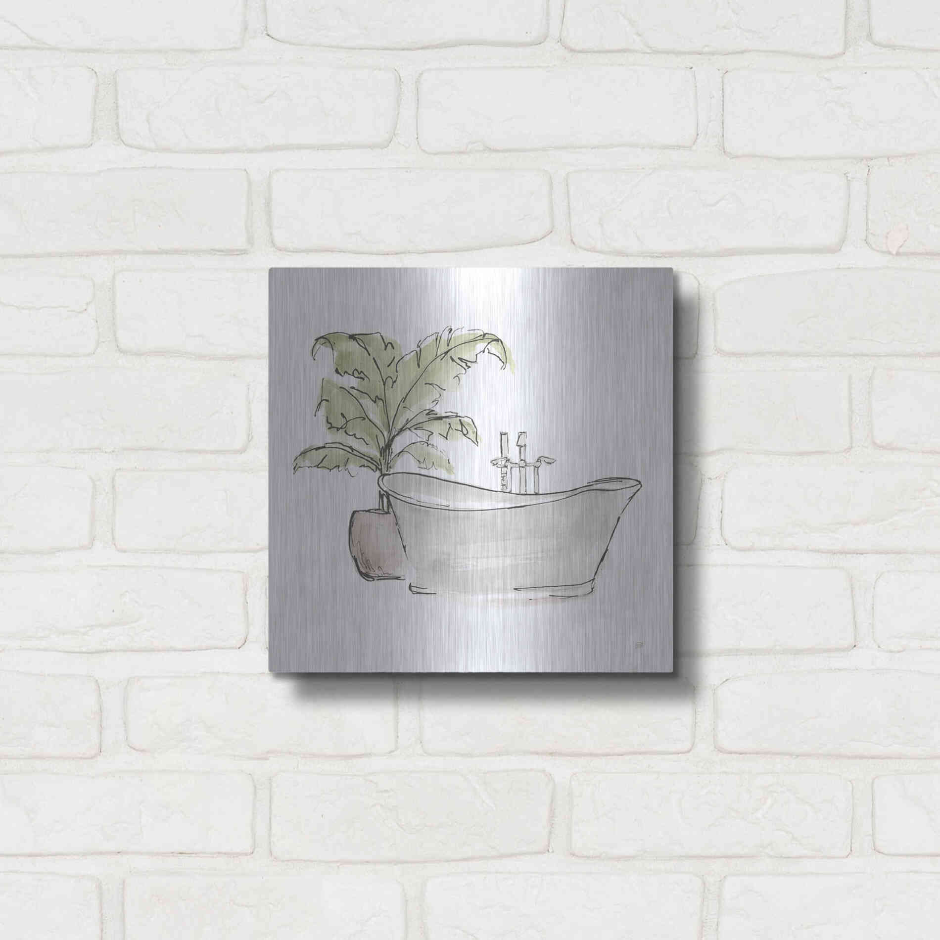 Luxe Metal Art 'Neutral Tub III' by Chris Paschke, Metal Wall Art,12x12
