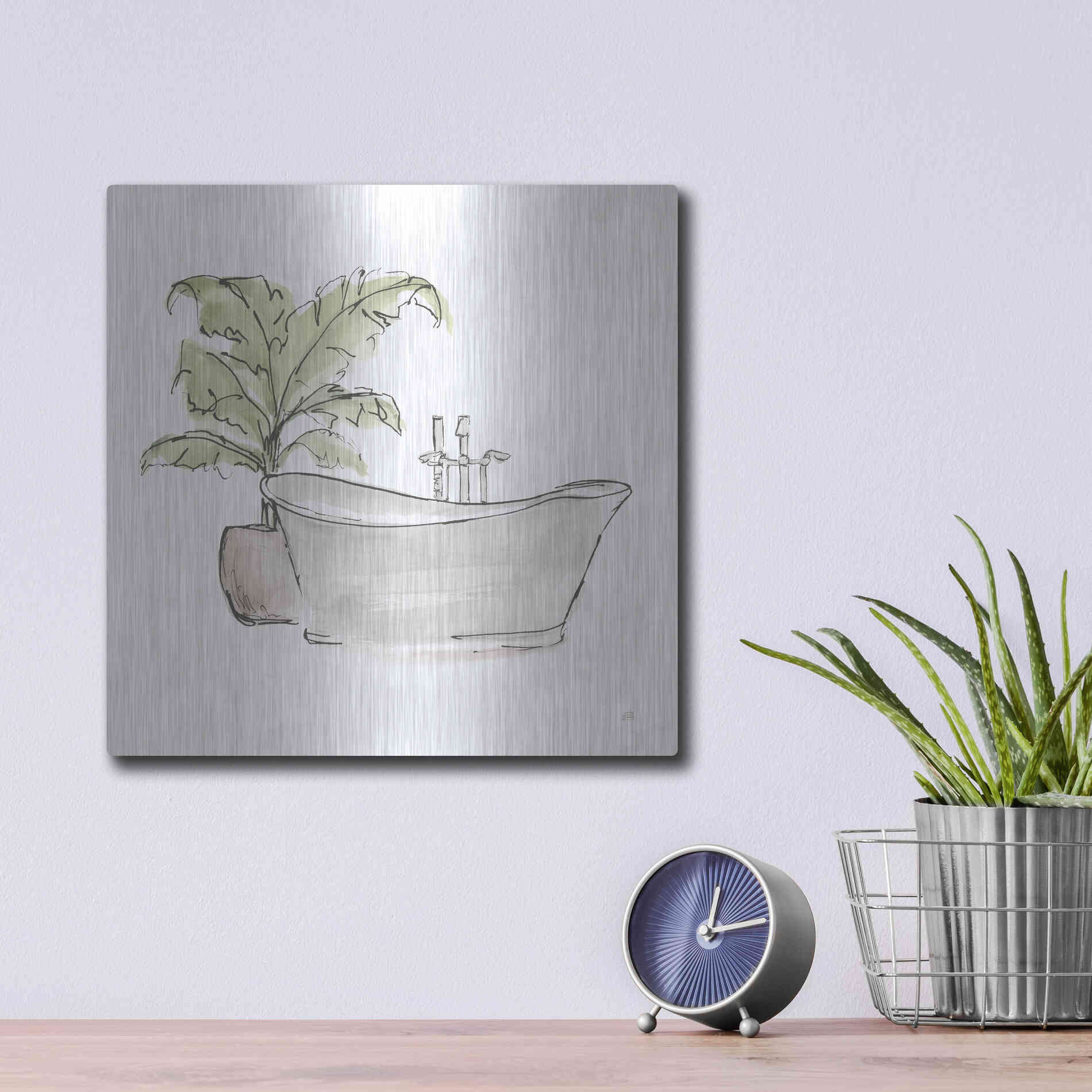 Luxe Metal Art 'Neutral Tub III' by Chris Paschke, Metal Wall Art,12x12