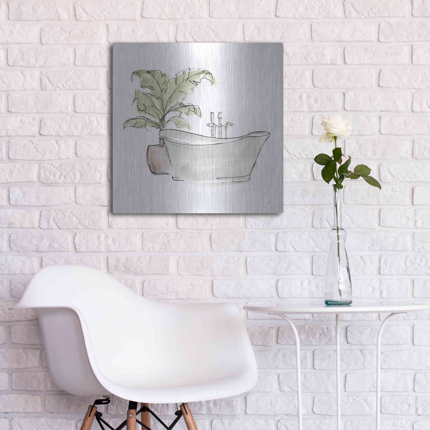 Luxe Metal Art 'Neutral Tub III' by Chris Paschke, Metal Wall Art,24x24