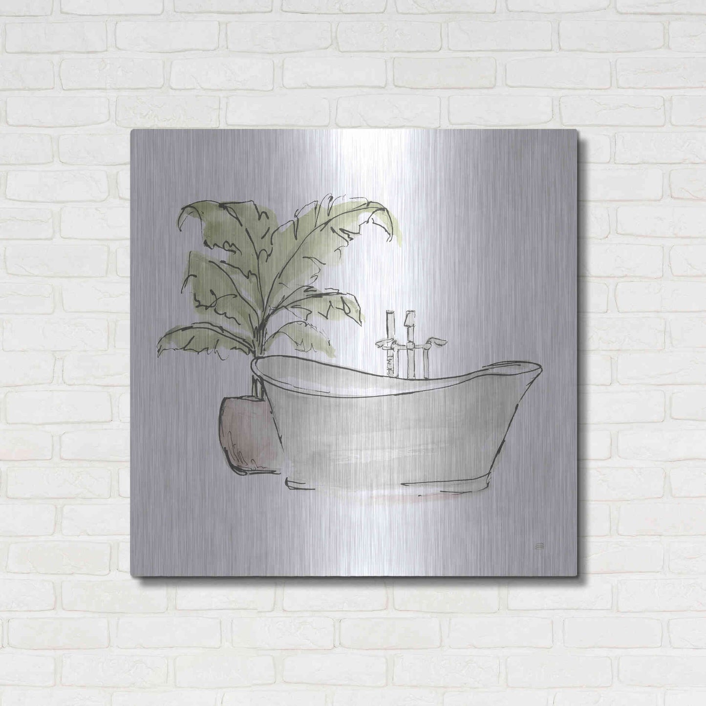 Luxe Metal Art 'Neutral Tub III' by Chris Paschke, Metal Wall Art,36x36