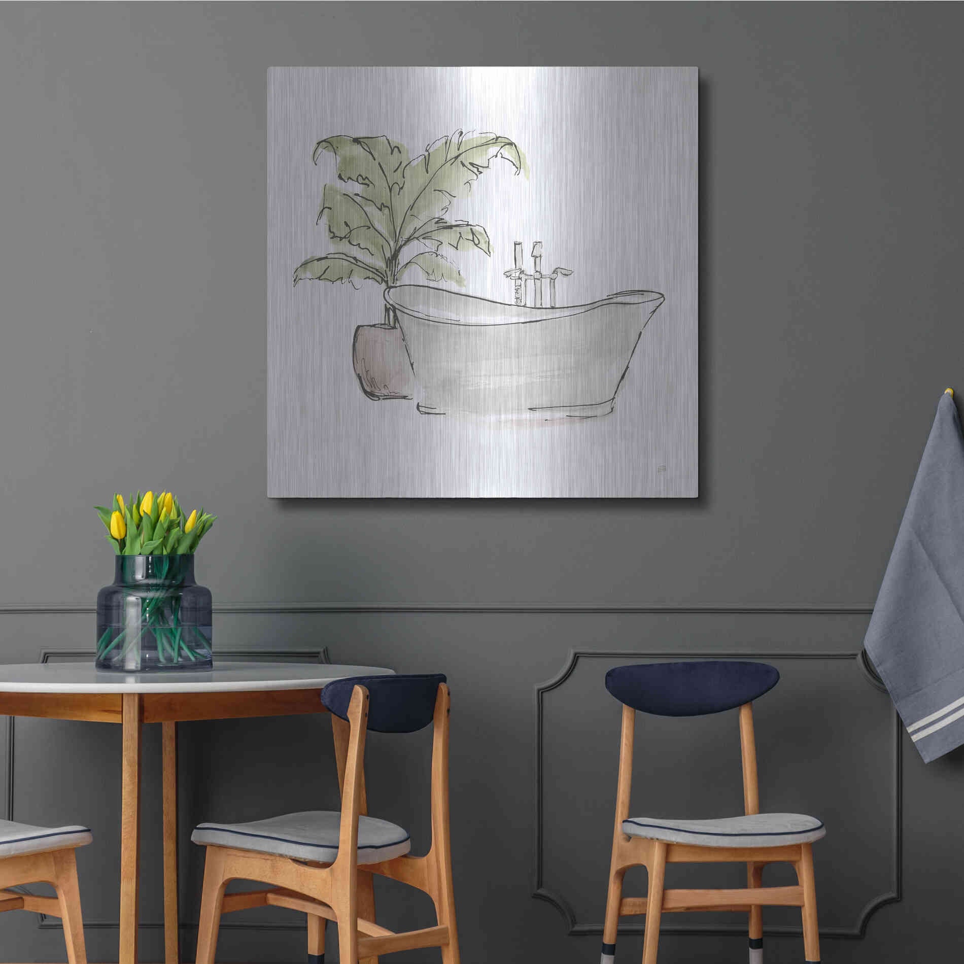 Luxe Metal Art 'Neutral Tub III' by Chris Paschke, Metal Wall Art,36x36