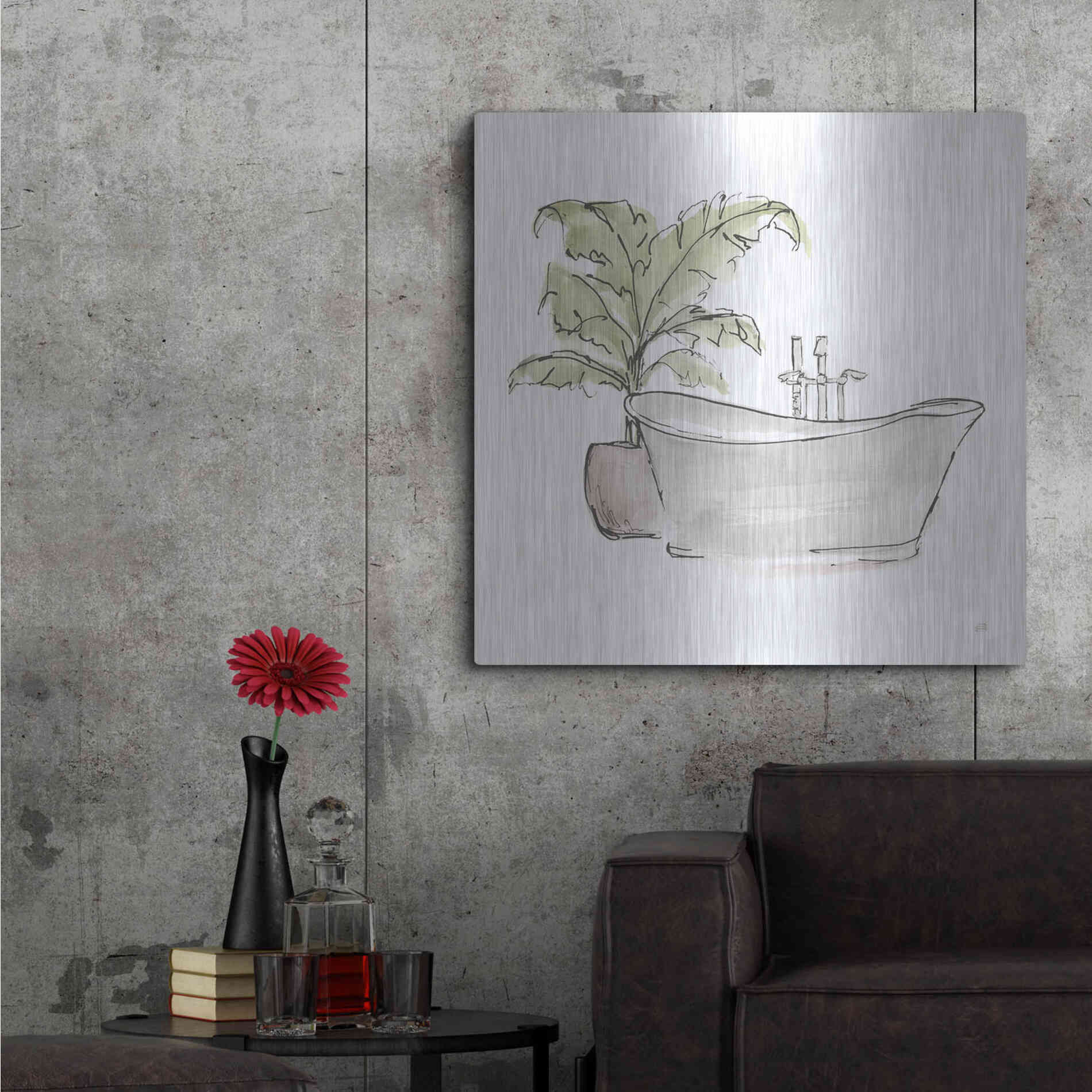 Luxe Metal Art 'Neutral Tub III' by Chris Paschke, Metal Wall Art,36x36