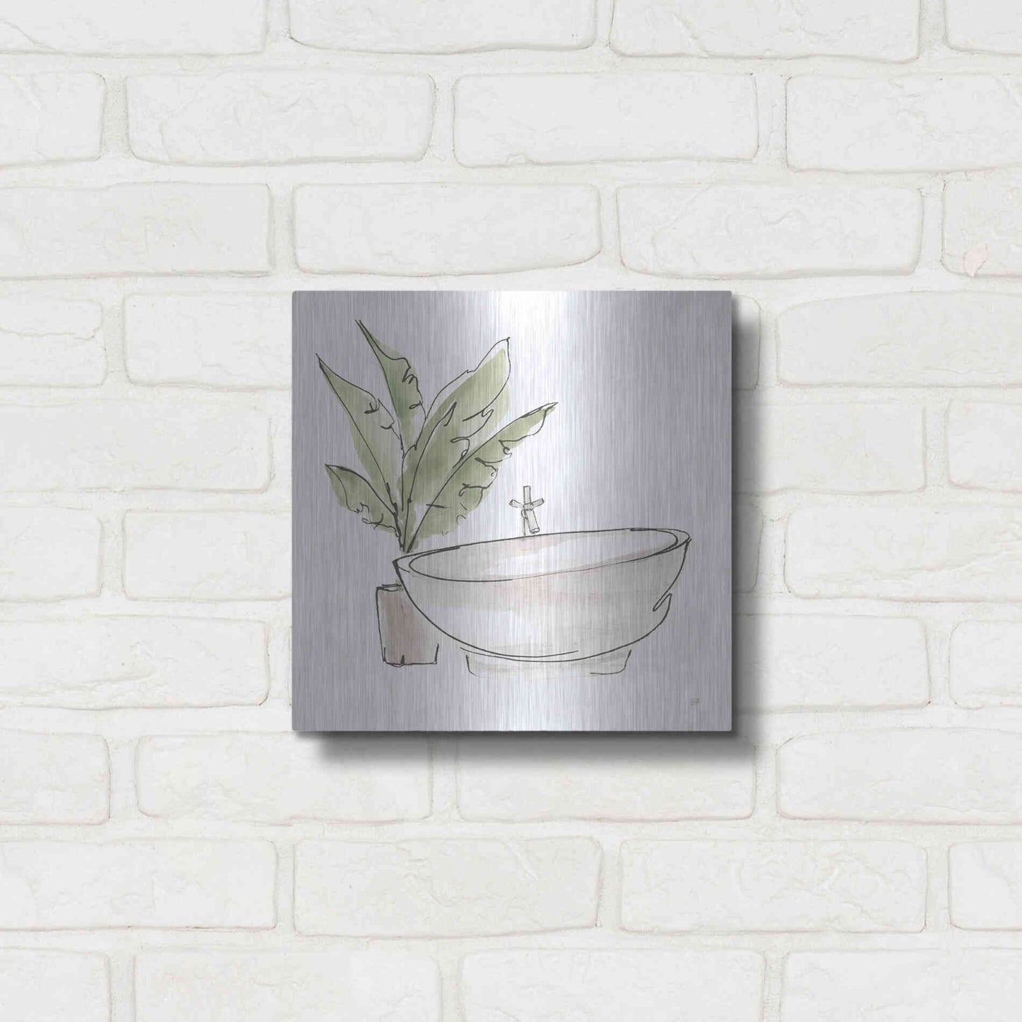 Luxe Metal Art 'Neutral Tub V' by Chris Paschke, Metal Wall Art,12x12