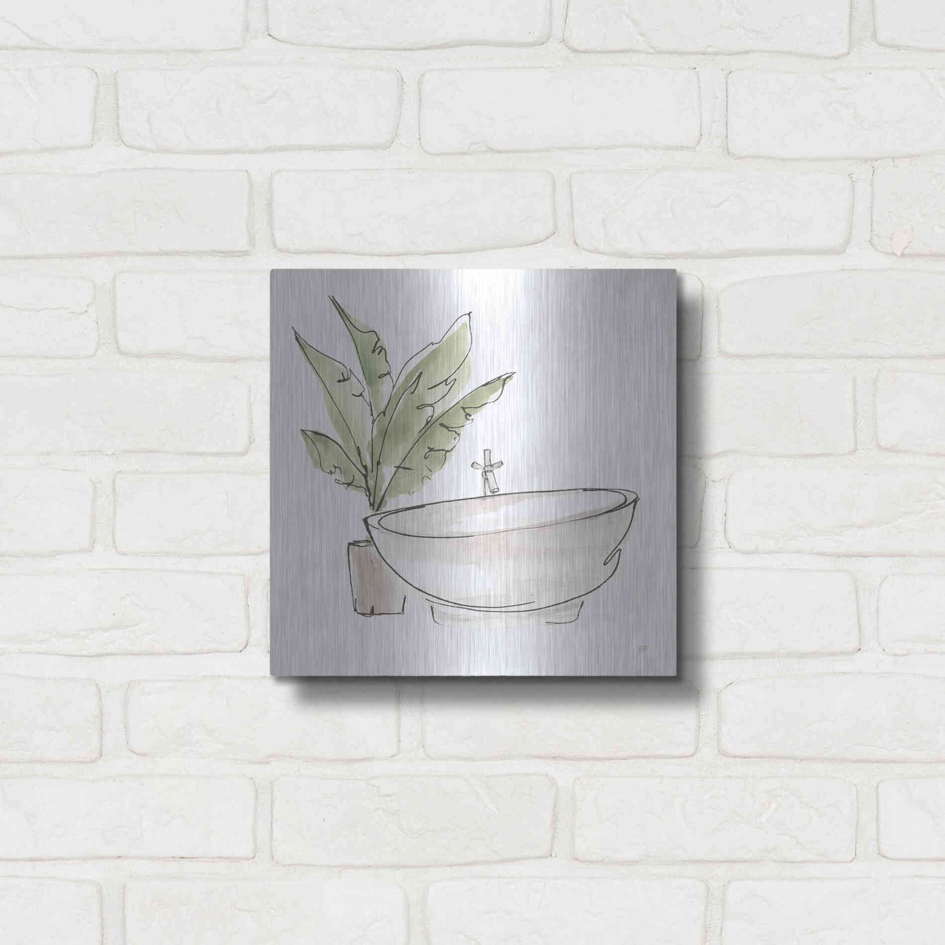 Luxe Metal Art 'Neutral Tub V' by Chris Paschke, Metal Wall Art,12x12