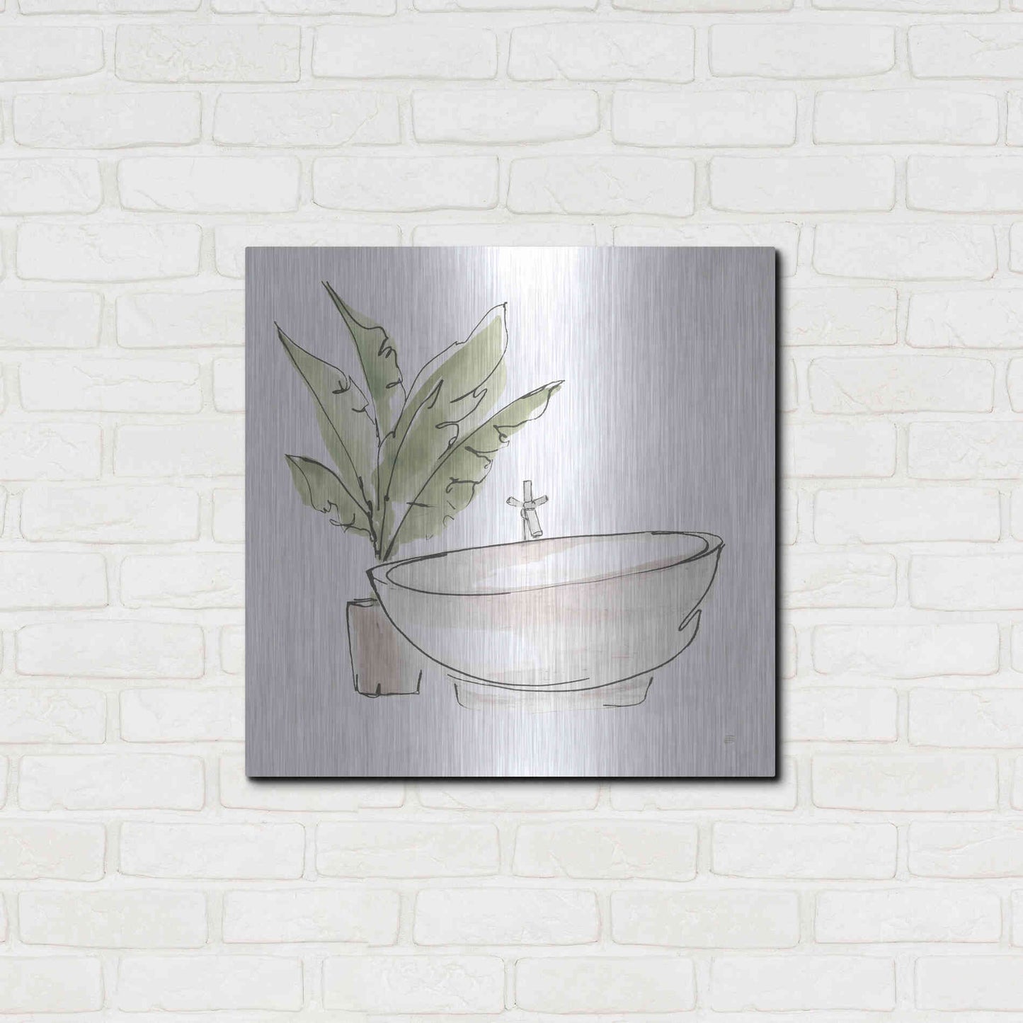 Luxe Metal Art 'Neutral Tub V' by Chris Paschke, Metal Wall Art,24x24