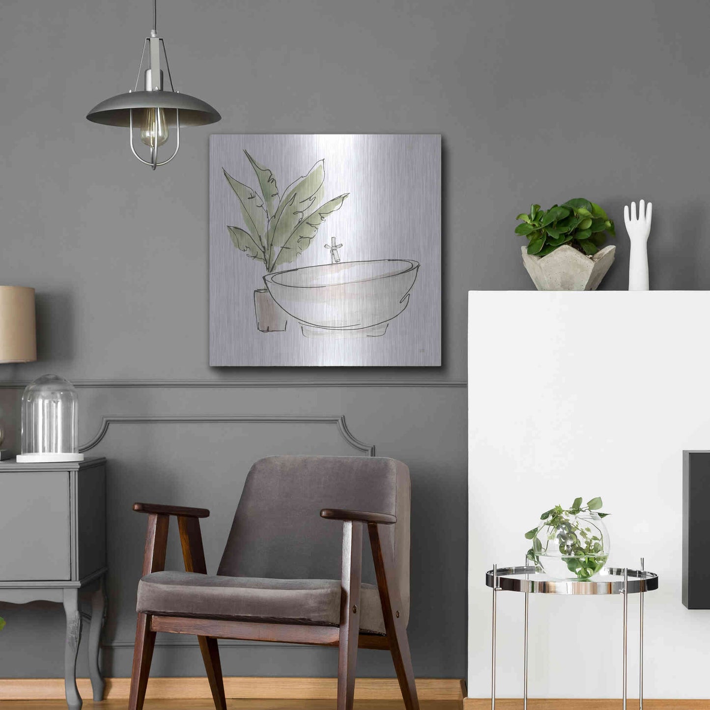 Luxe Metal Art 'Neutral Tub V' by Chris Paschke, Metal Wall Art,24x24