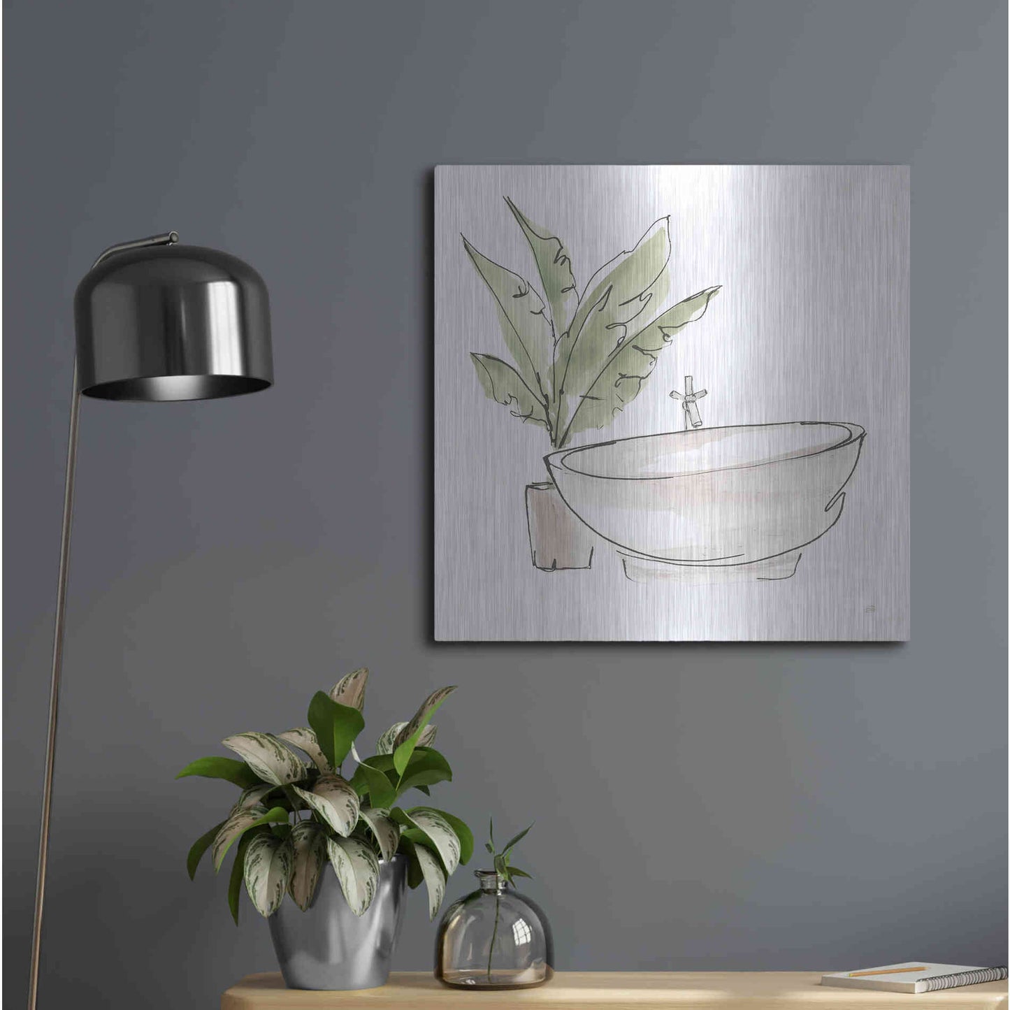 Luxe Metal Art 'Neutral Tub V' by Chris Paschke, Metal Wall Art,24x24