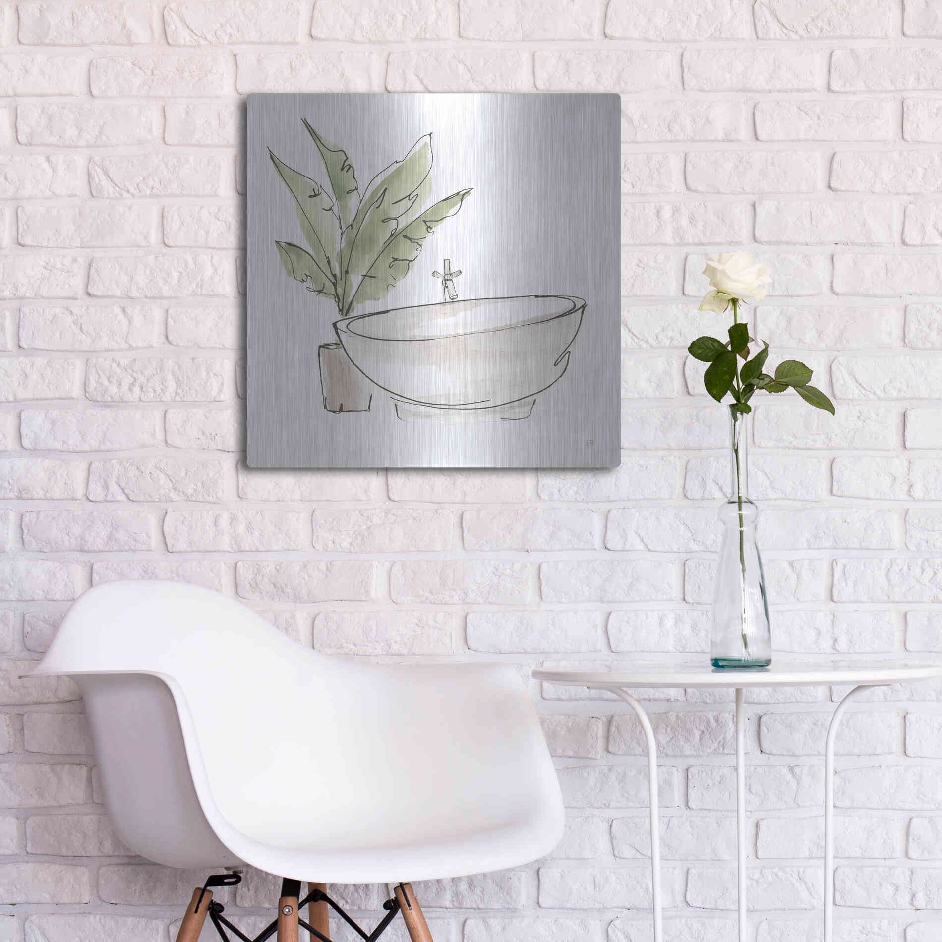 Luxe Metal Art 'Neutral Tub V' by Chris Paschke, Metal Wall Art,24x24