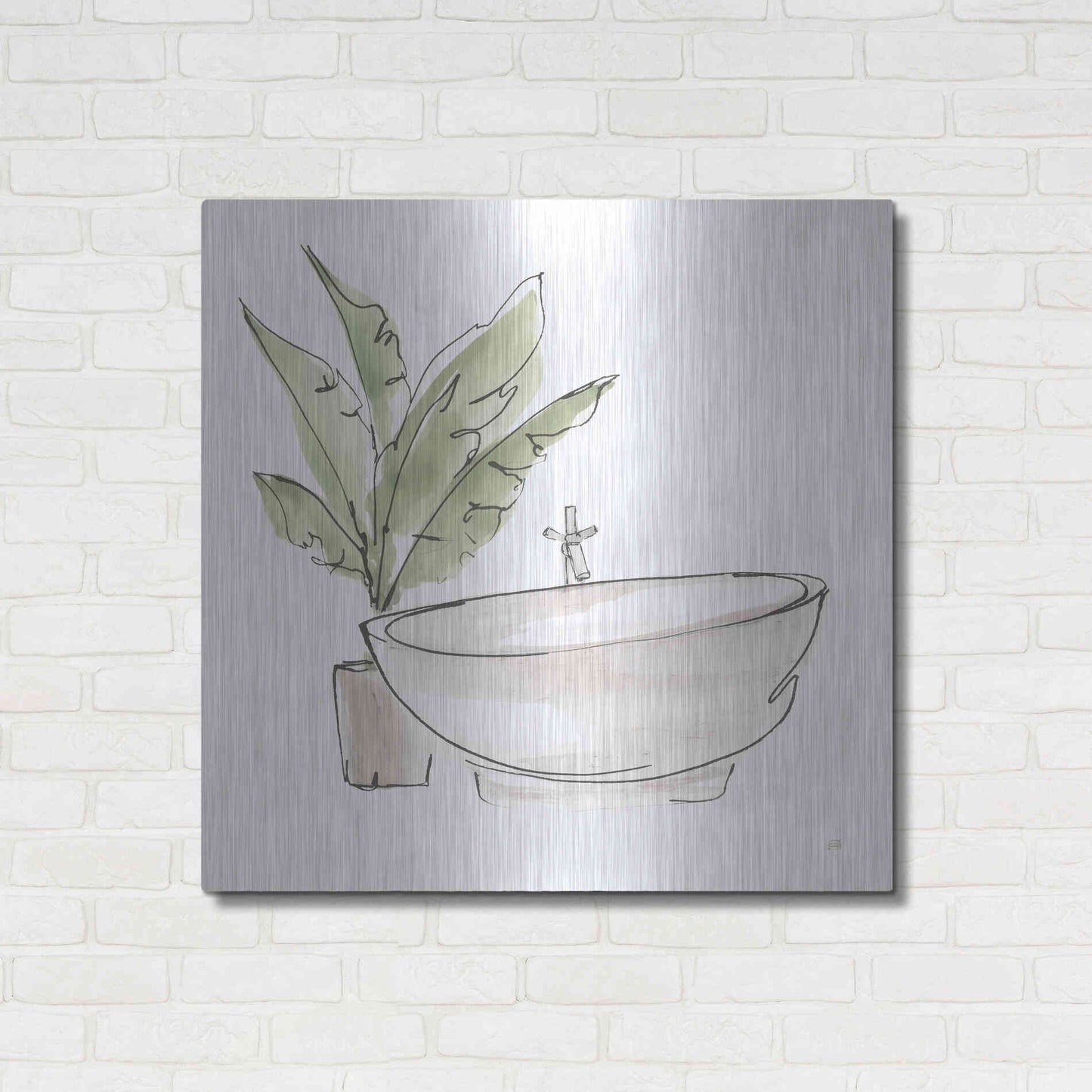 Luxe Metal Art 'Neutral Tub V' by Chris Paschke, Metal Wall Art,36x36