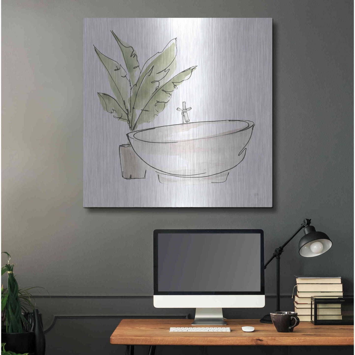Luxe Metal Art 'Neutral Tub V' by Chris Paschke, Metal Wall Art,36x36