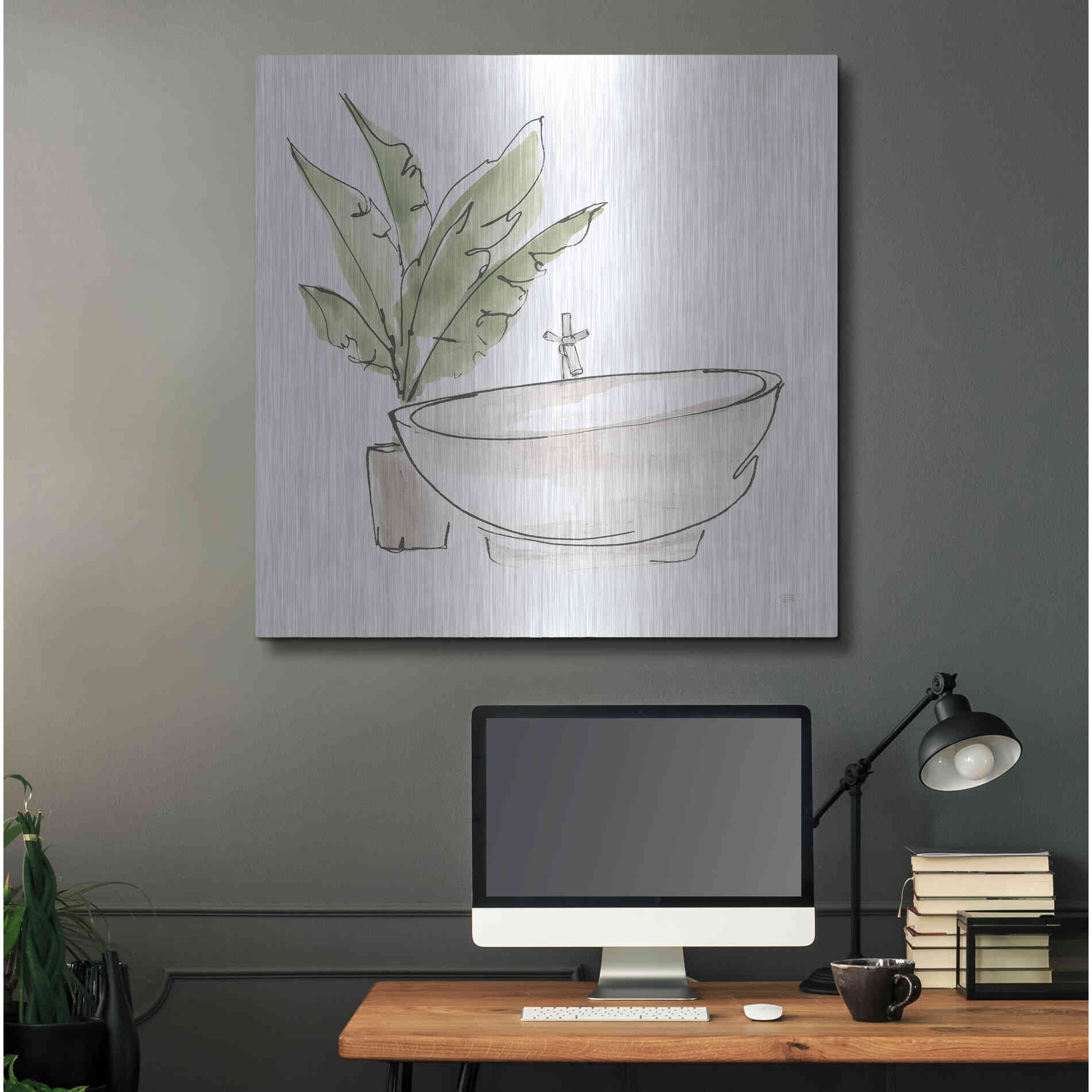 Luxe Metal Art 'Neutral Tub V' by Chris Paschke, Metal Wall Art,36x36