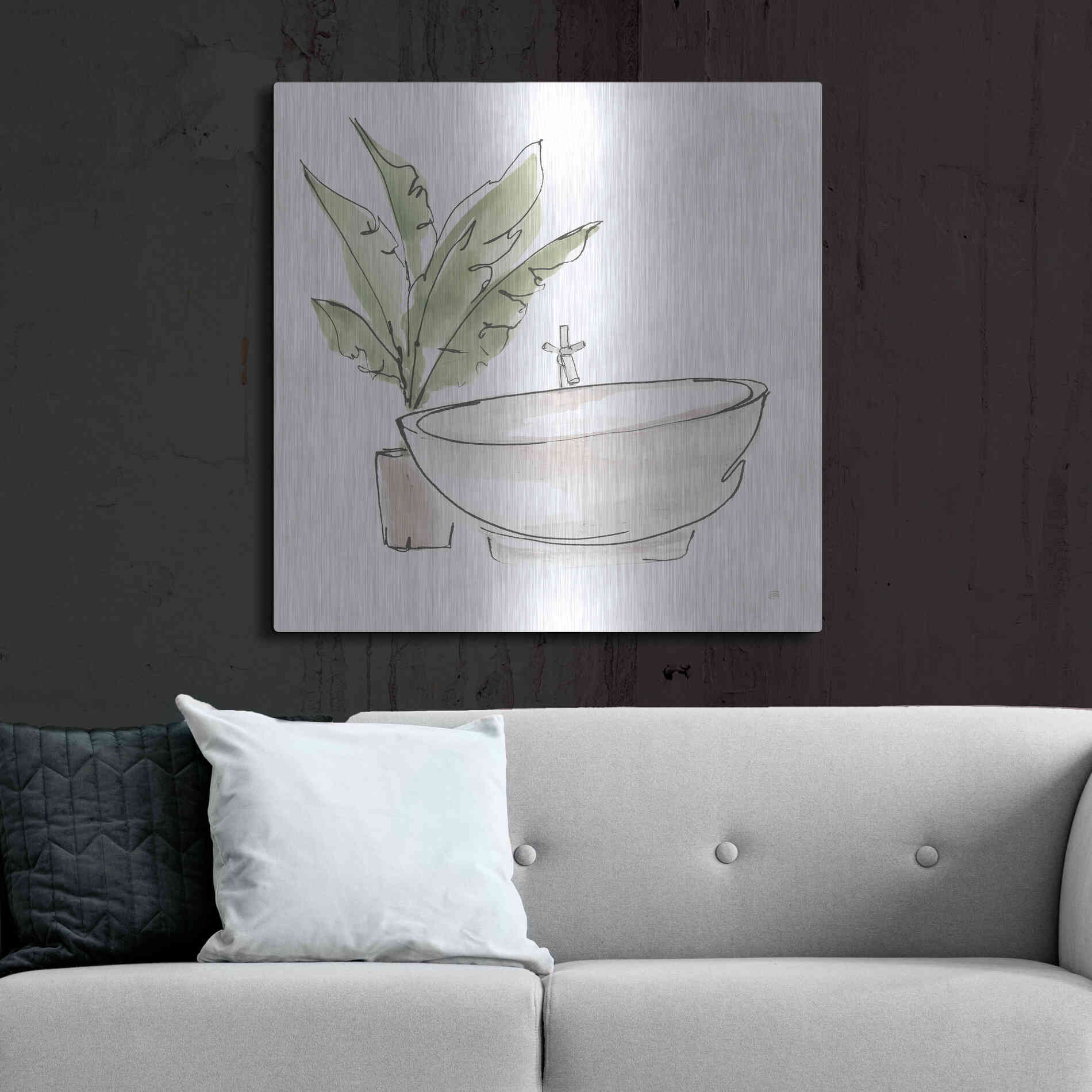 Luxe Metal Art 'Neutral Tub V' by Chris Paschke, Metal Wall Art,36x36