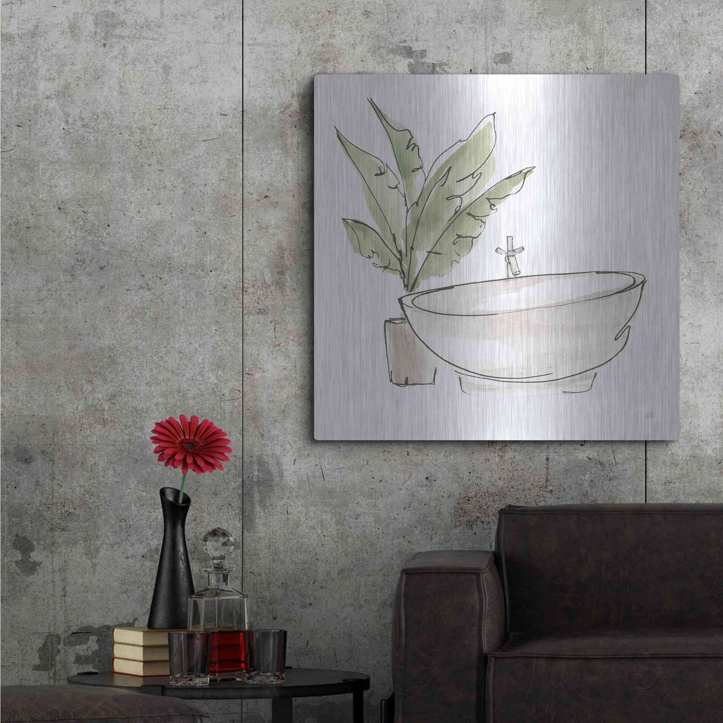 Luxe Metal Art 'Neutral Tub V' by Chris Paschke, Metal Wall Art,36x36