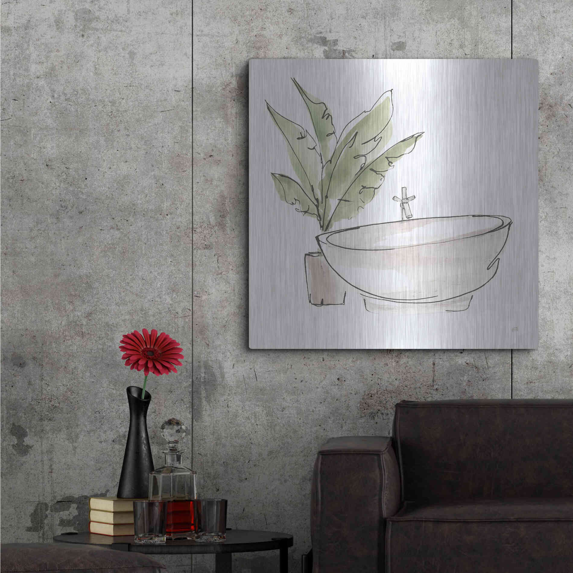 Luxe Metal Art 'Neutral Tub V' by Chris Paschke, Metal Wall Art,36x36