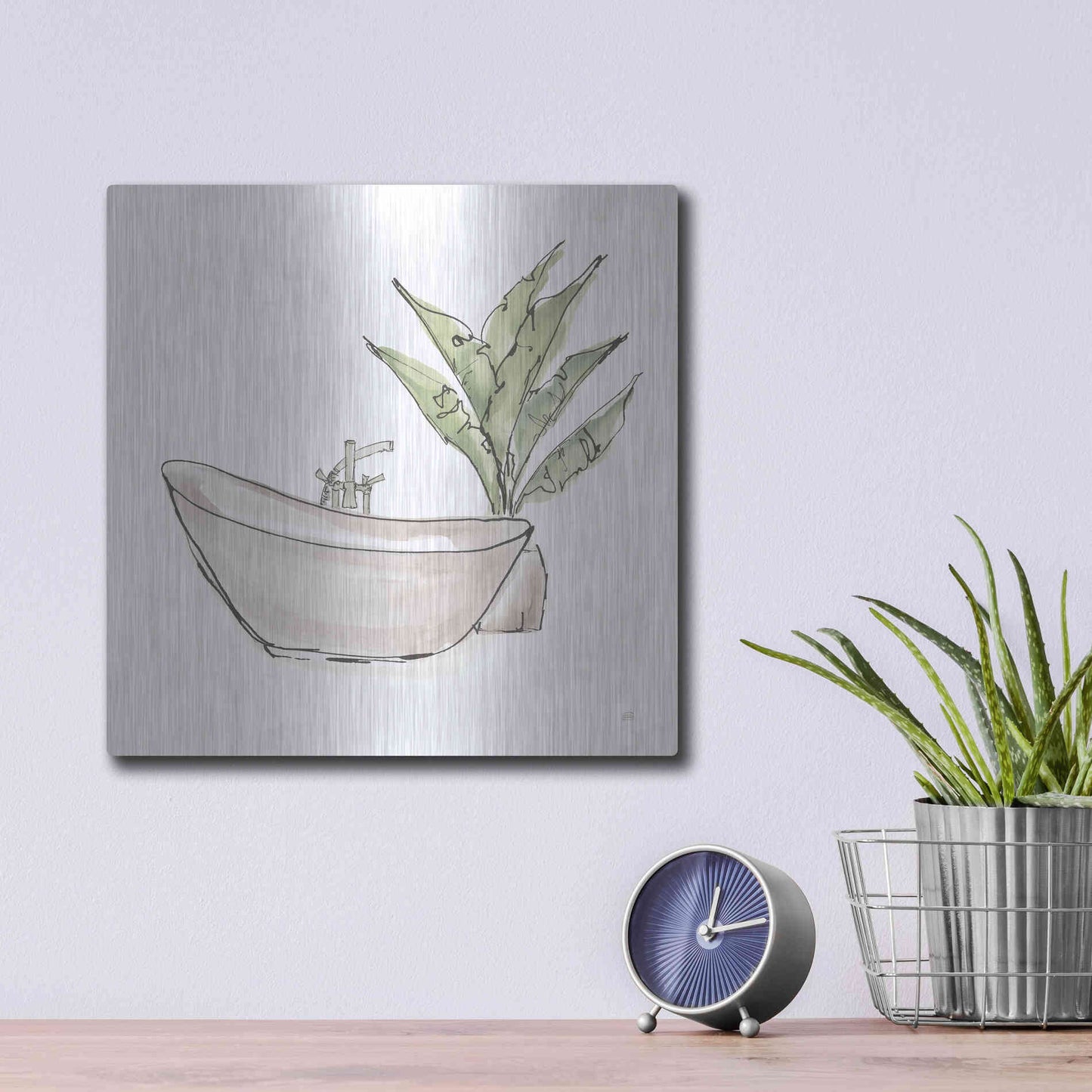 Luxe Metal Art 'Neutral Tub VI' by Chris Paschke, Metal Wall Art,12x12